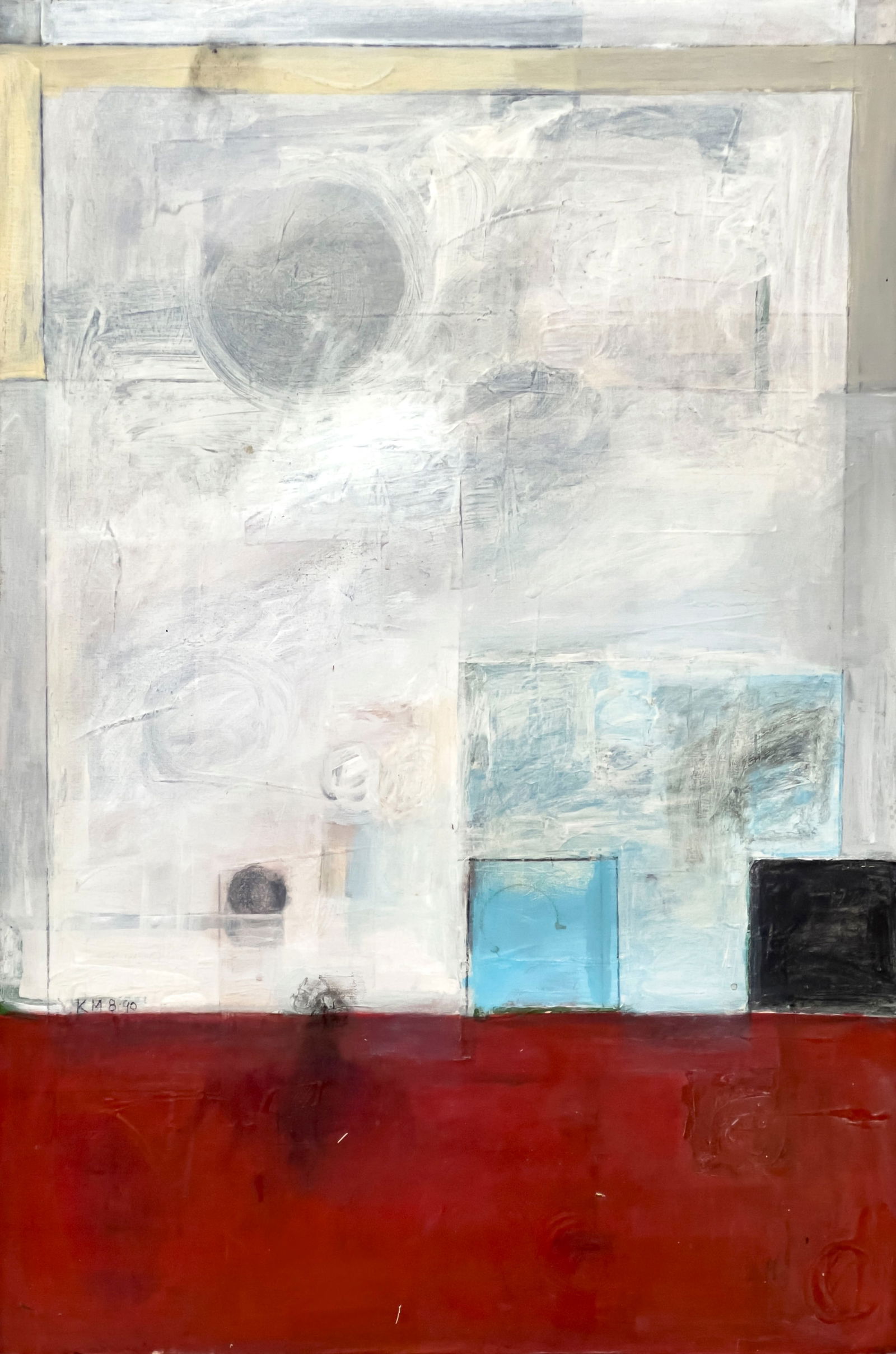 Kaoru Mansour - Sidewalk #22: Lot 23 Kaoru Mansour Japanese (XX/XXI) Sidewalk #22 (1990) oil on canvas signed lower left and verso 36 x 24 inches unframed Provenance: From a Private SoHo Collection