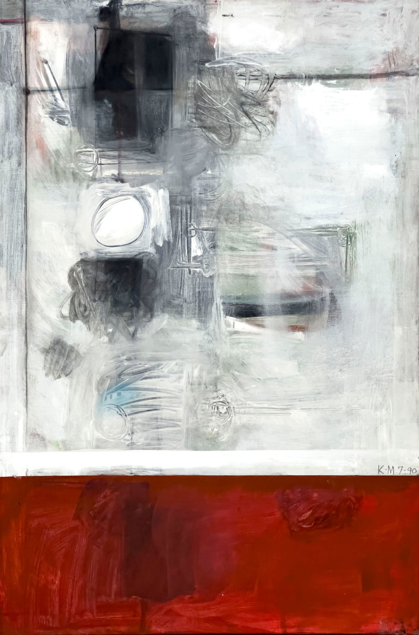 Kaoru Mansour - Sidewalk #17: Lot 25 Kaoru Mansour Japanese (XX/XXI) Sidewalk #17 (1990) oil on canvas signed lower right and verso 36 x 24 inches unframed Provenance: From a Private SoHo Collection