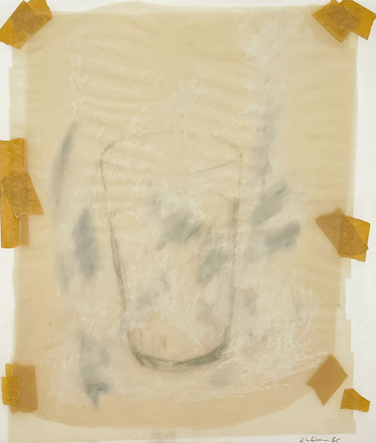 Robert Whitman - Untitled (Glass): Lot 38 Robert Whitman American (1935-2024) Untitled (Glass) (1965) graphite and pastel, vellum, and tape on paper signed lower right sheet: 16 3/4 x 14 inches frame dimensions: 20 x 17 x 1 1/4 inches,