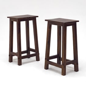 Solid Hardwood Stools, Pair