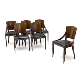 Jules Leleu Style Dining Chairs, Group of 6