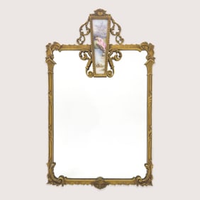 Louis XV Style Mirror with Painted Porcelain Plaque