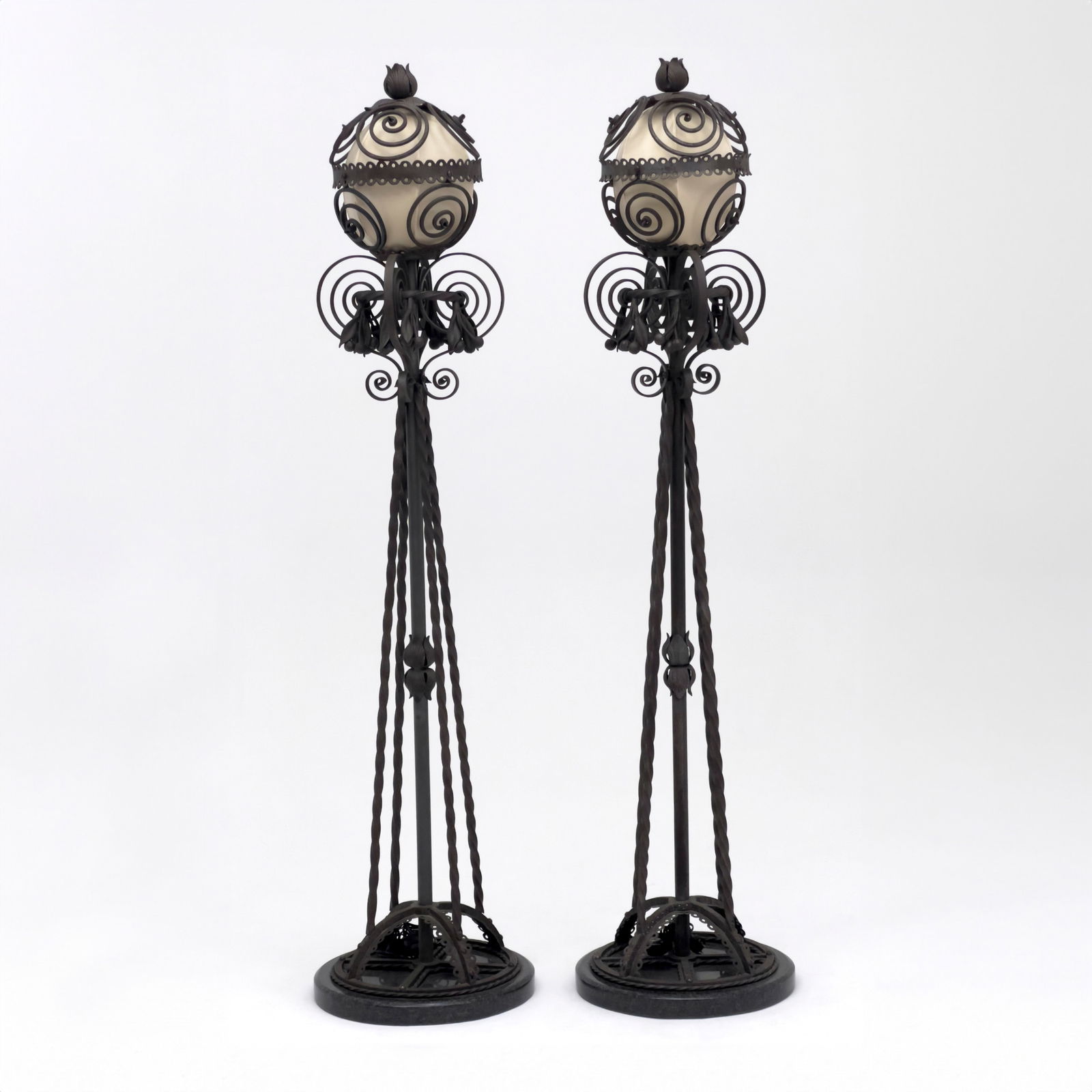 Art Deco Wrought Iron Floor Lamps, Pair (1 of 5)