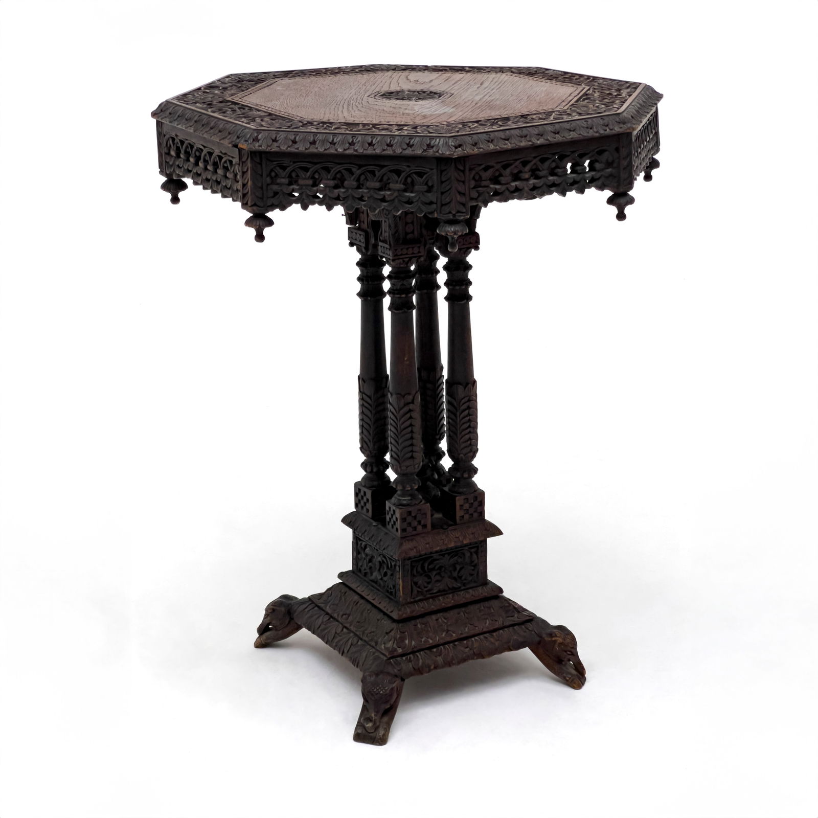 Anglo-Indian Carved Wood Side Table (1 of 6)