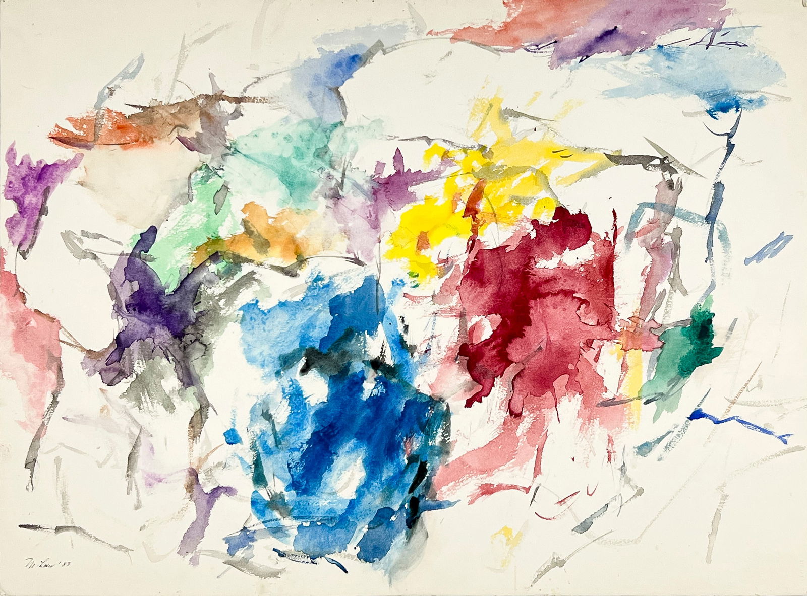 Michael Loew - Untitled (Abstract in Colors): Lot 18 Michael Loew American (1907-1985) Untitled (Abstract in Colors) (1983) watercolor on paper signed lower left sheet: 22 1/2 x 30 inches unframed Provenance: From a Private Collection, by descent