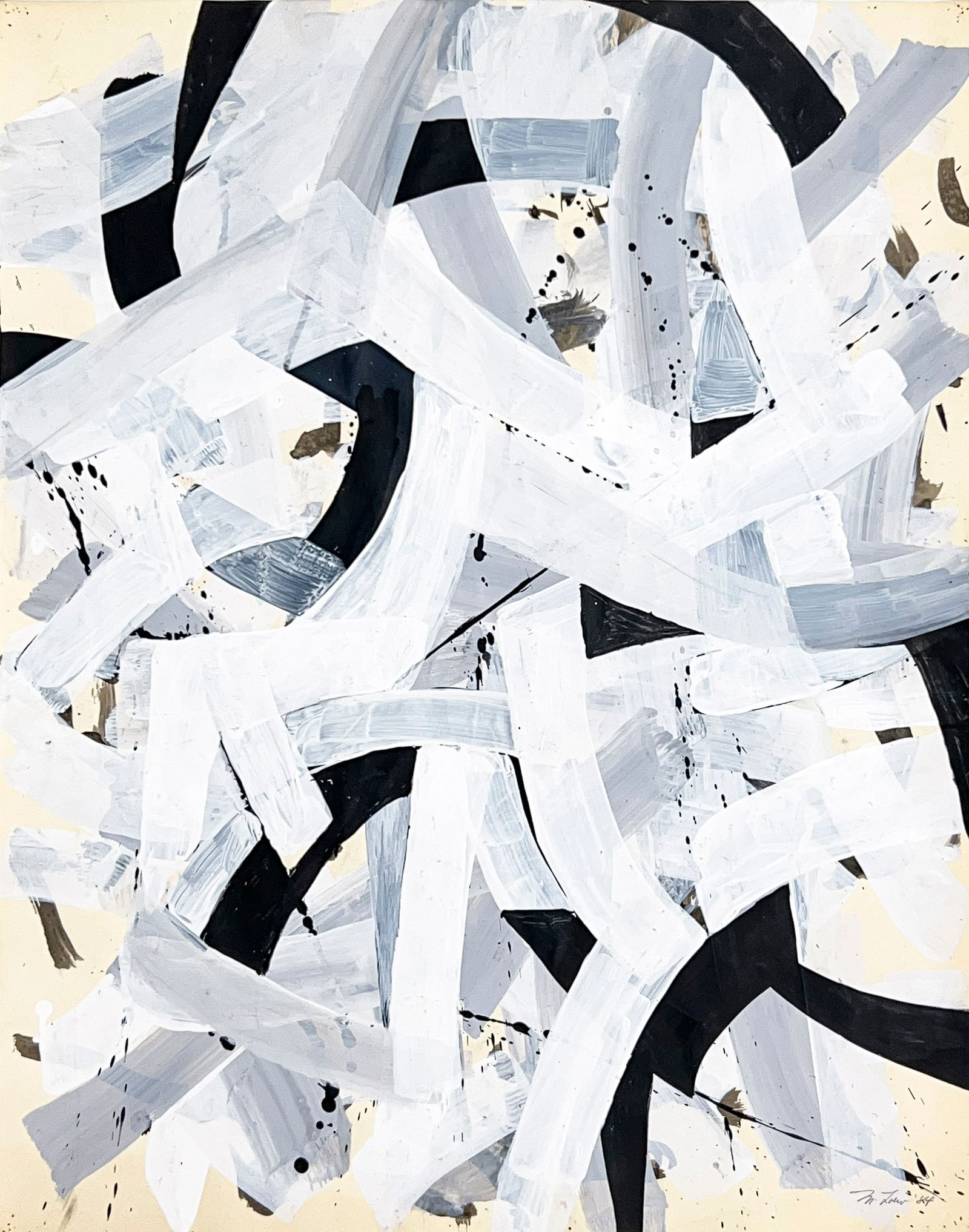 Michael Loew - Untitled (Abstract in Black and White): Lot 32 Michael Loew American (1907-1985) Untitled (Abstract in Black and White) (1984) acrylic on paper signed lower right sheet: 29 x 23 inches unframed Provenance: From a Private Collection, by desc
