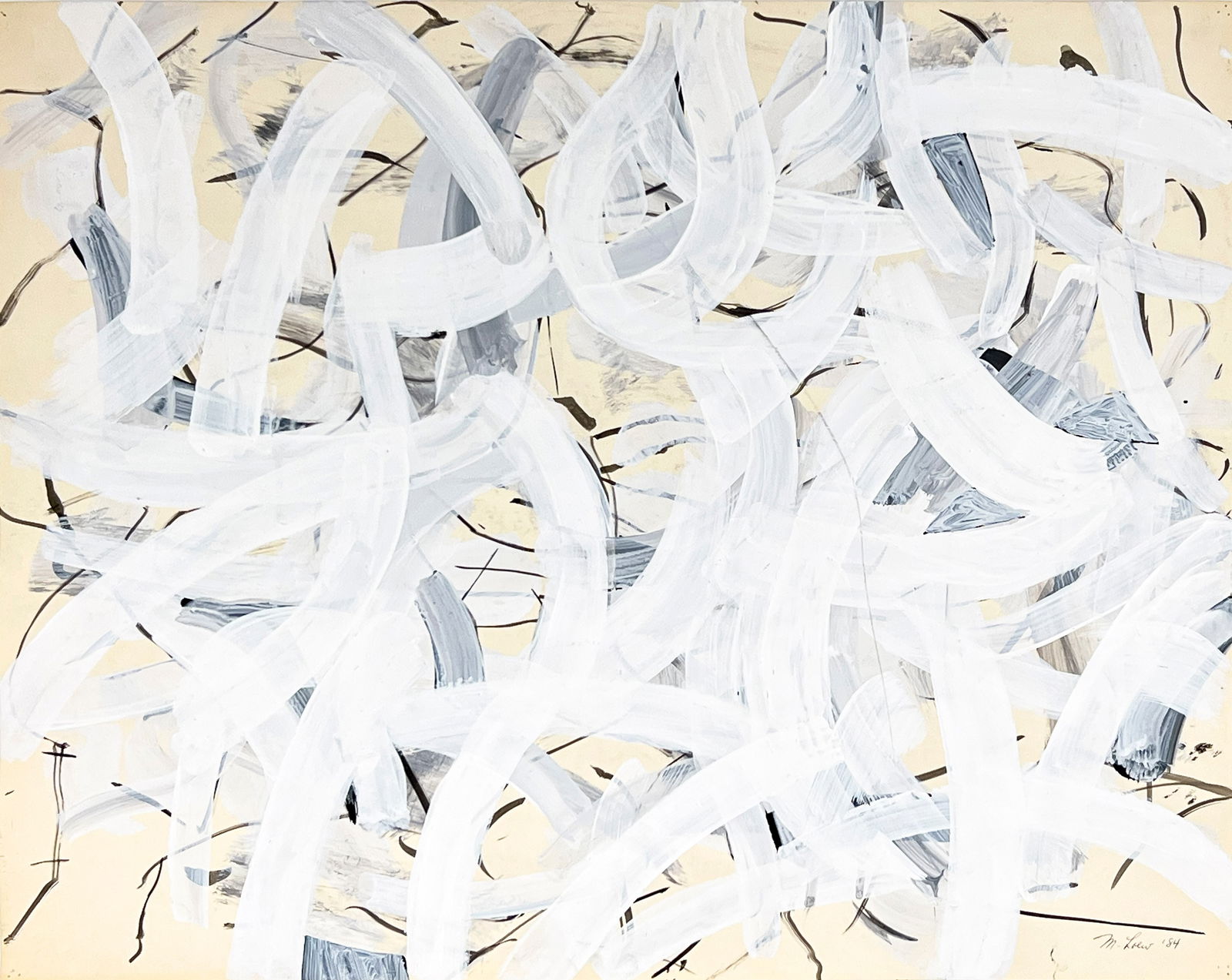 Michael Loew - Untitled (Abstract in White and Grey): Lot 45 Michael Loew American (1907-1985) Untitled (Abstract in White and Grey) (1984) acrylic and watercolor on paper signed lower right sheet: 23 x 29 inches unframed Provenance: From a Private Colle