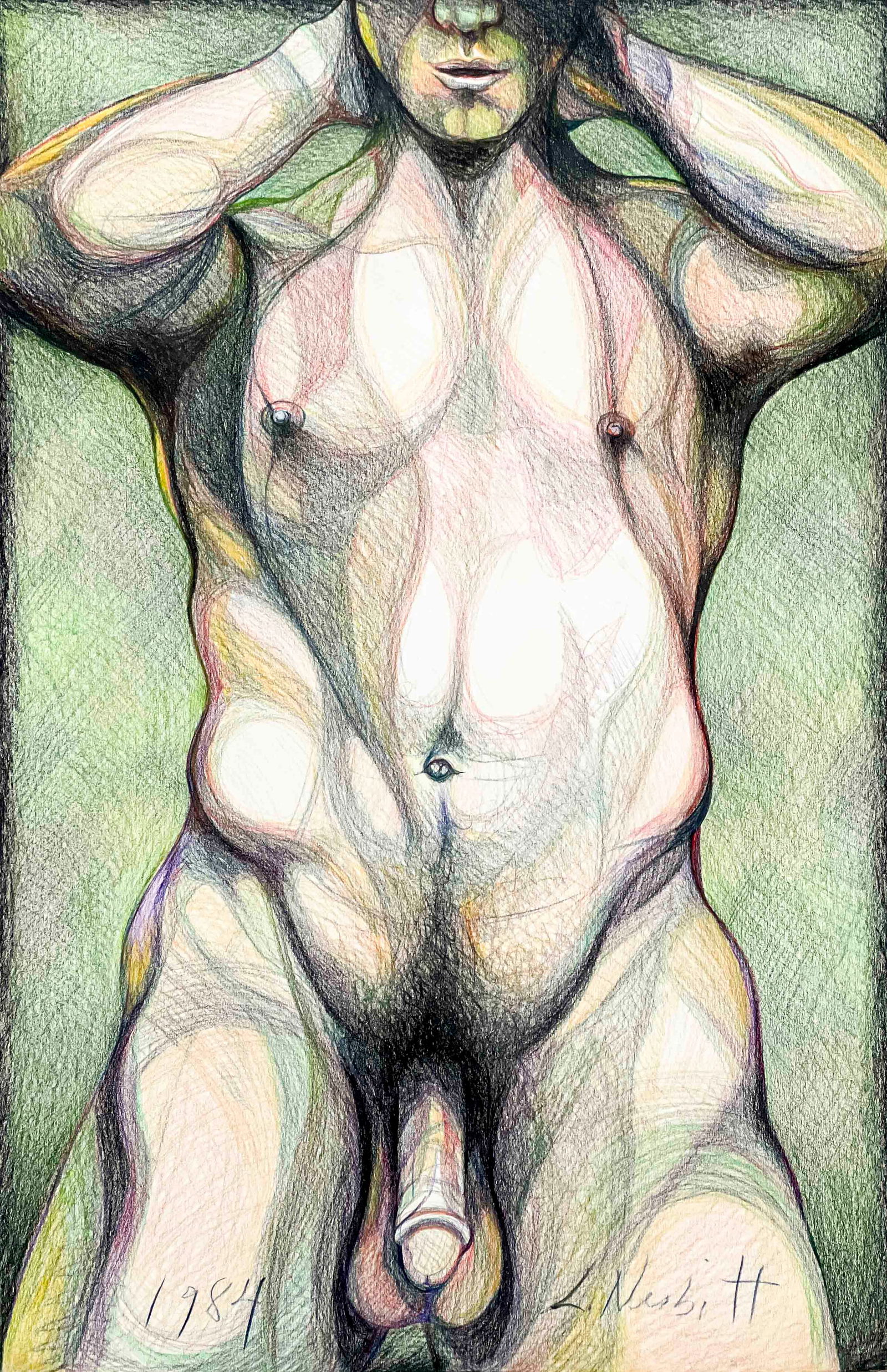Lowell Nesbitt - Male Nude: Lot 195 Lowell Nesbitt American (1933-1993) Male Nude (1984) pastel on Artist's board signed lower right 46 3/4 x 30 3/4 inches unframed Provenance: From the Estate of Lowell Nesbitt