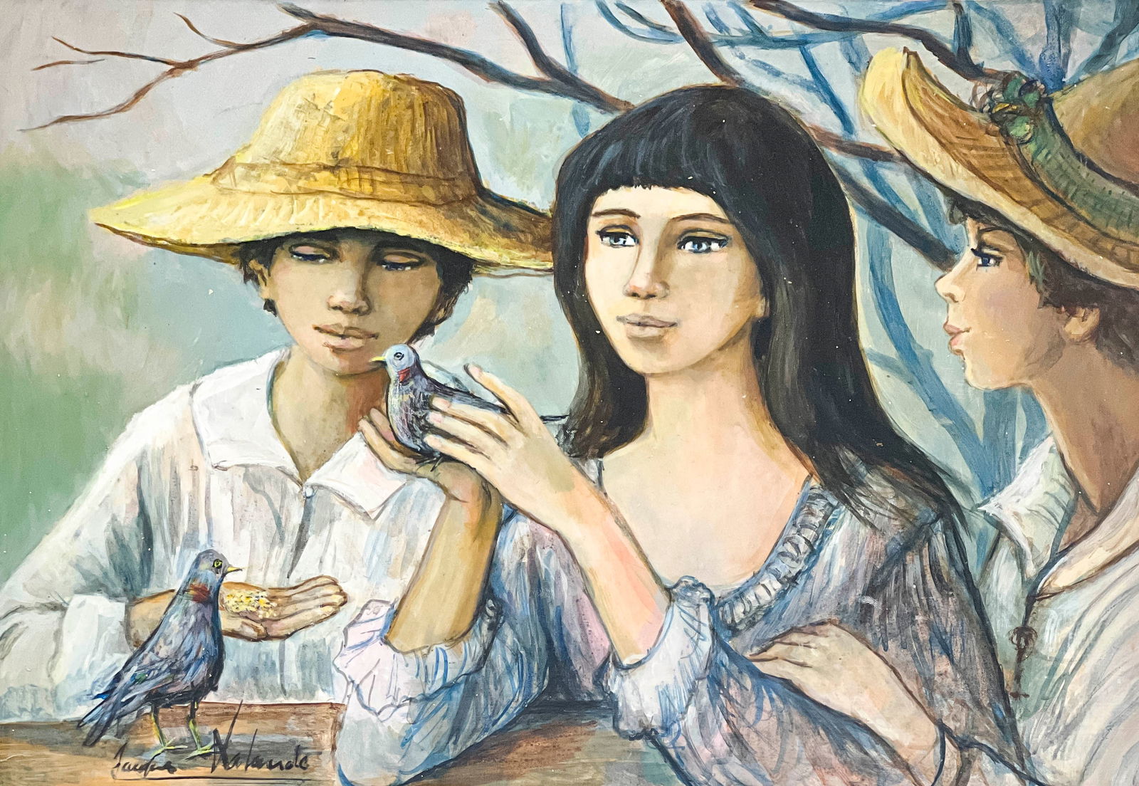 Jacques Lalande - Untitled (People with Pigeons) (1 of 4)