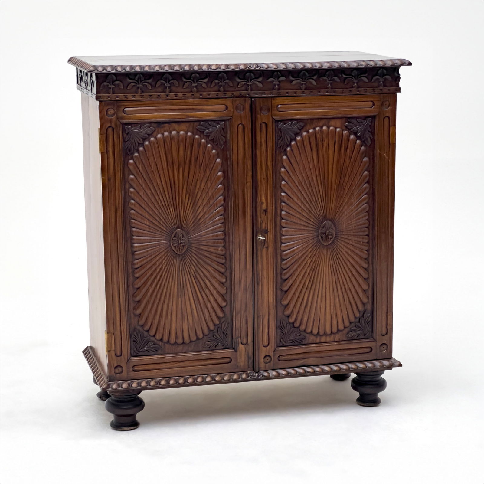 Anglo-Indian Contemporary Sunburst Carved Cabinet (1 of 5)
