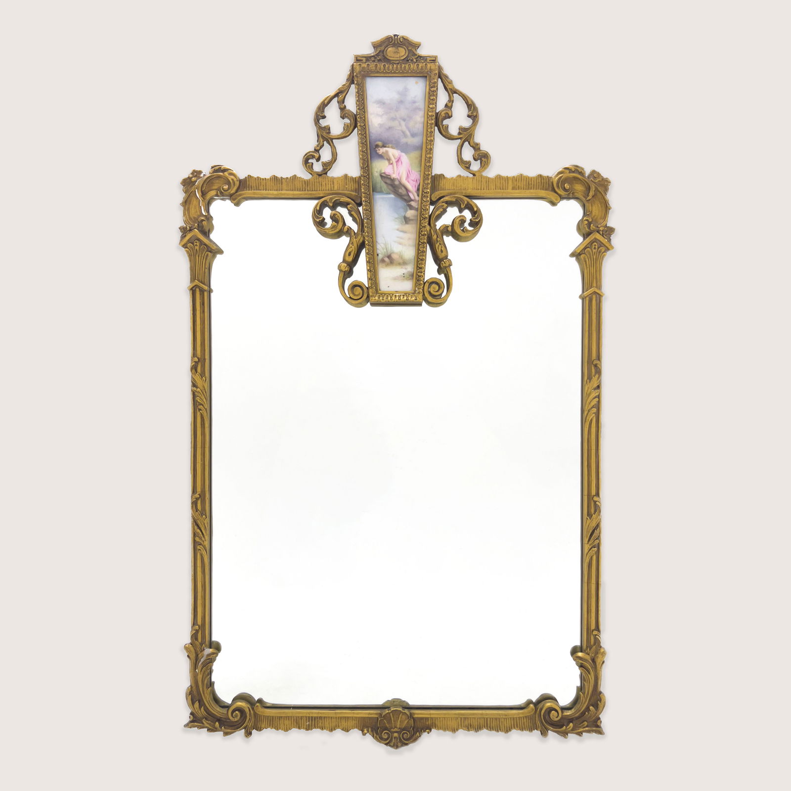Louis XV Style Mirror with Painted Porcelain Plaque (1 of 7)