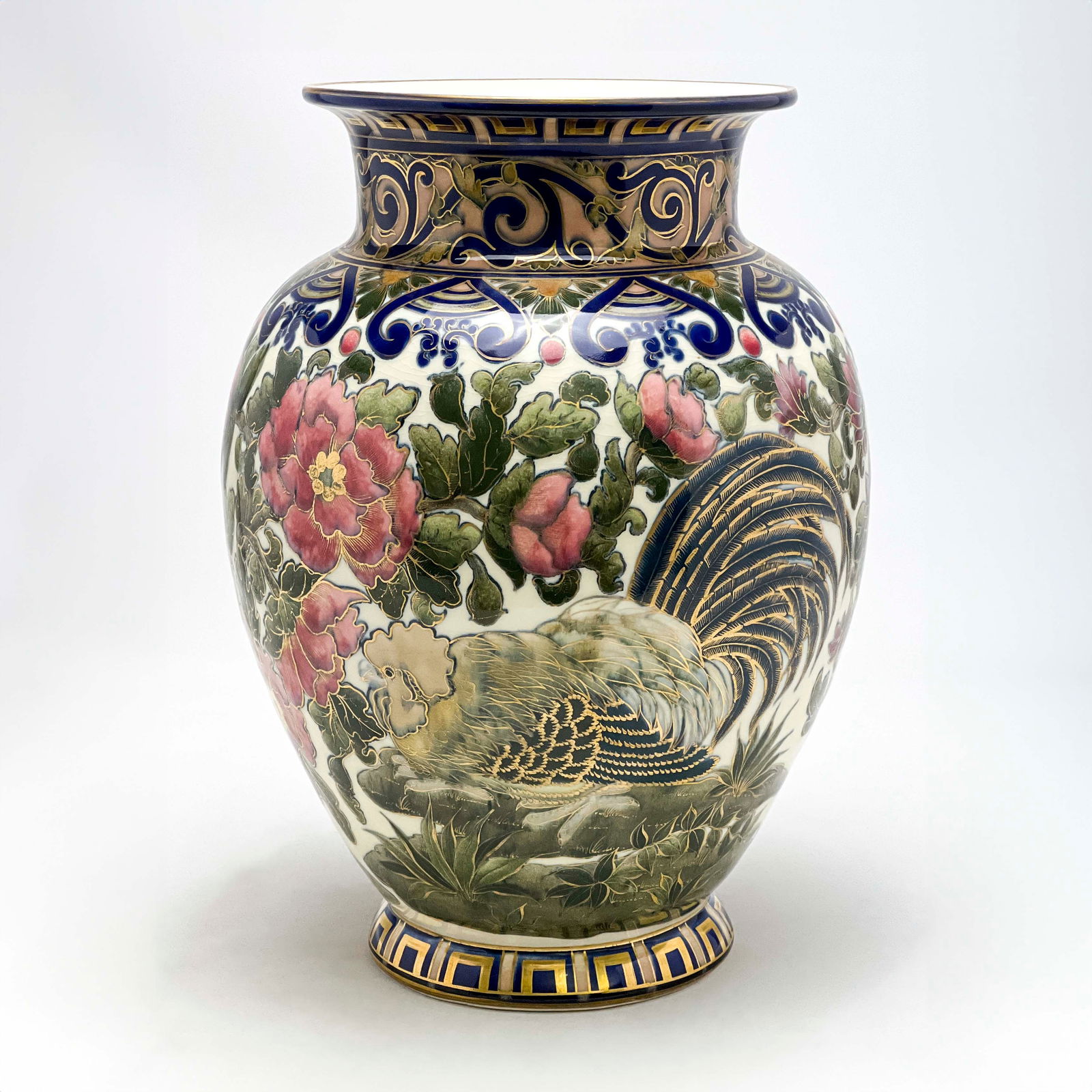 Zsolnay - Baluster Floral Vase with Hen (1 of 5)
