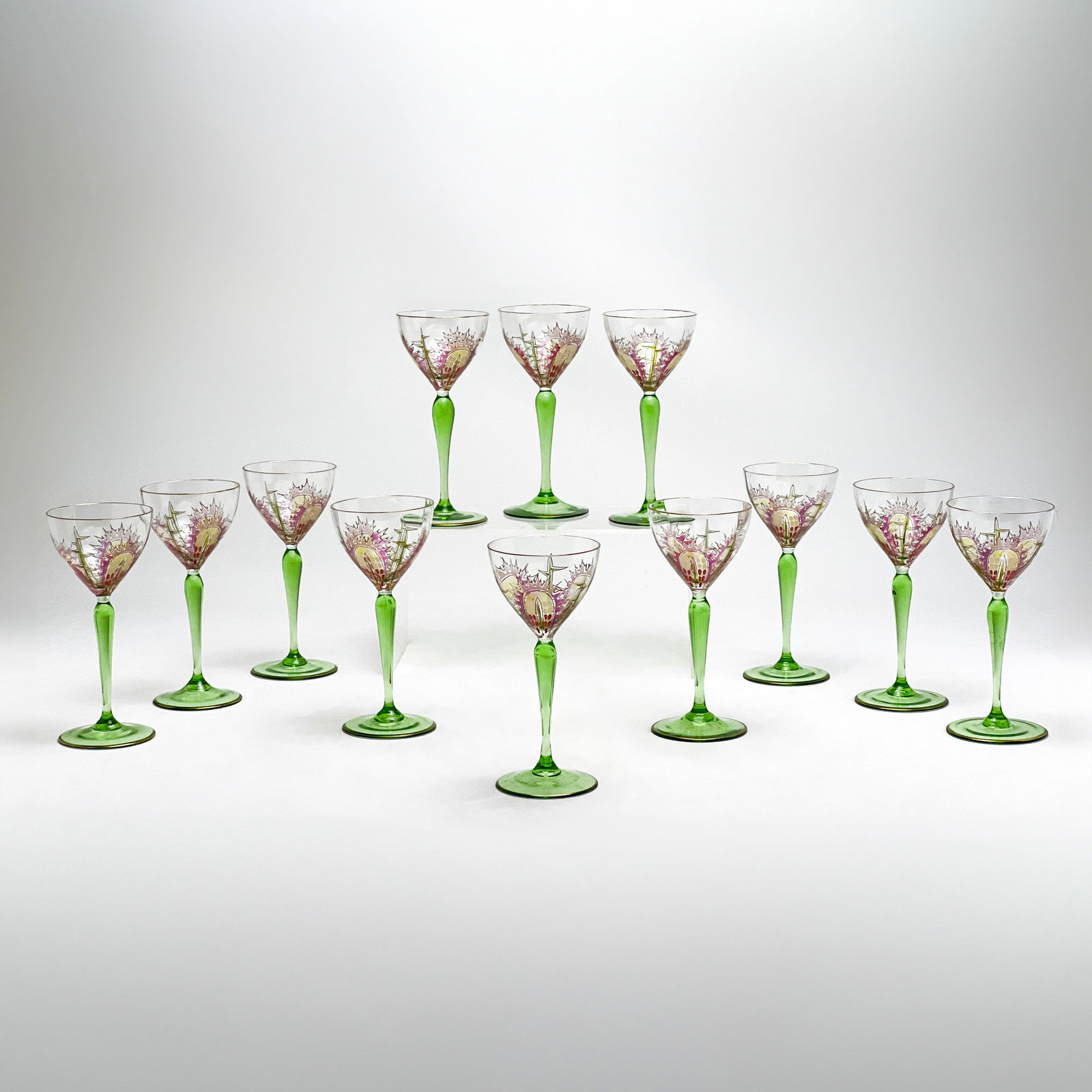 Set of 12 Austrian Enameled Liqueur Glasses (1 of 5)