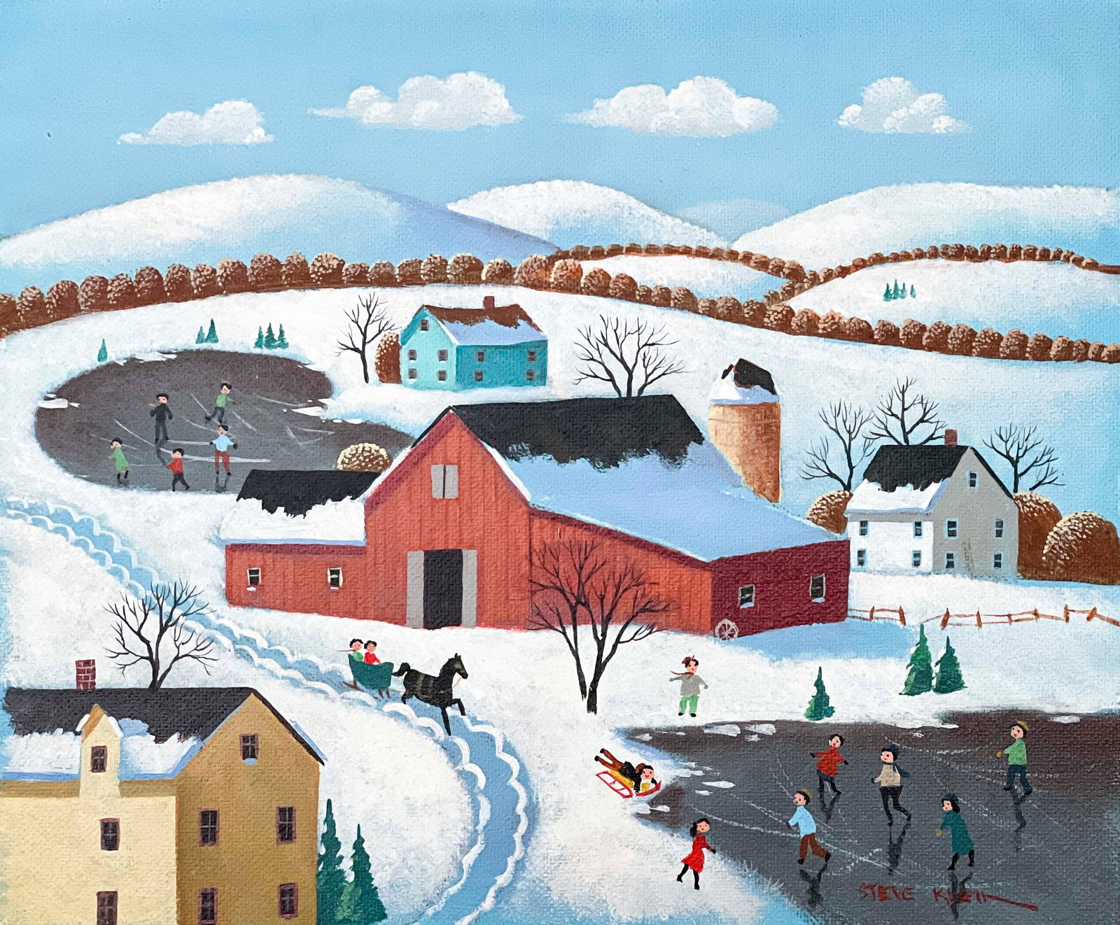 Unknown Artist - Untitled (Winter Village Scene) (1 of 4)