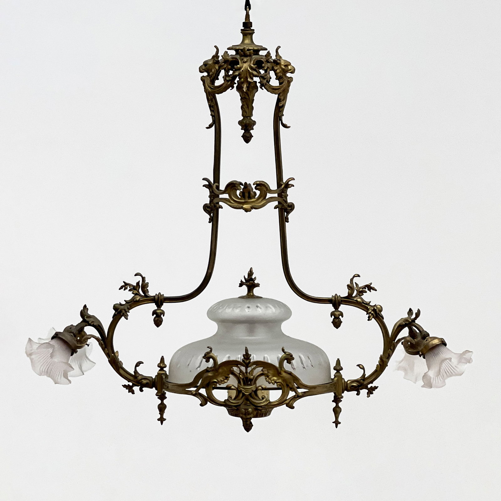 Lalique Style Shade Billiard Chandelier (1 of 8)