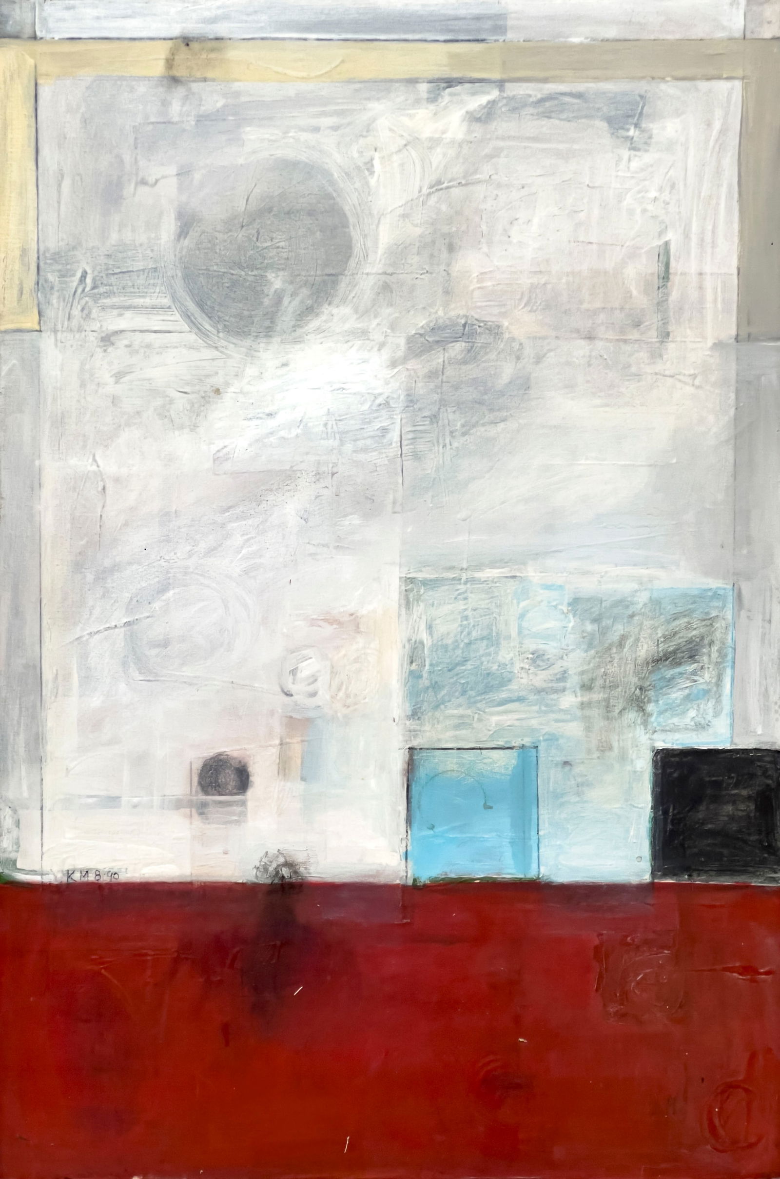 Kaoru Mansour - Sidewalk #22: Lot 128 Kaoru Mansour Japanese (XX/XXI) Sidewalk #22 (1990) oil on canvas signed lower left and verso 36 x 24 inches unframed Provenance: From a Private SoHo Collection