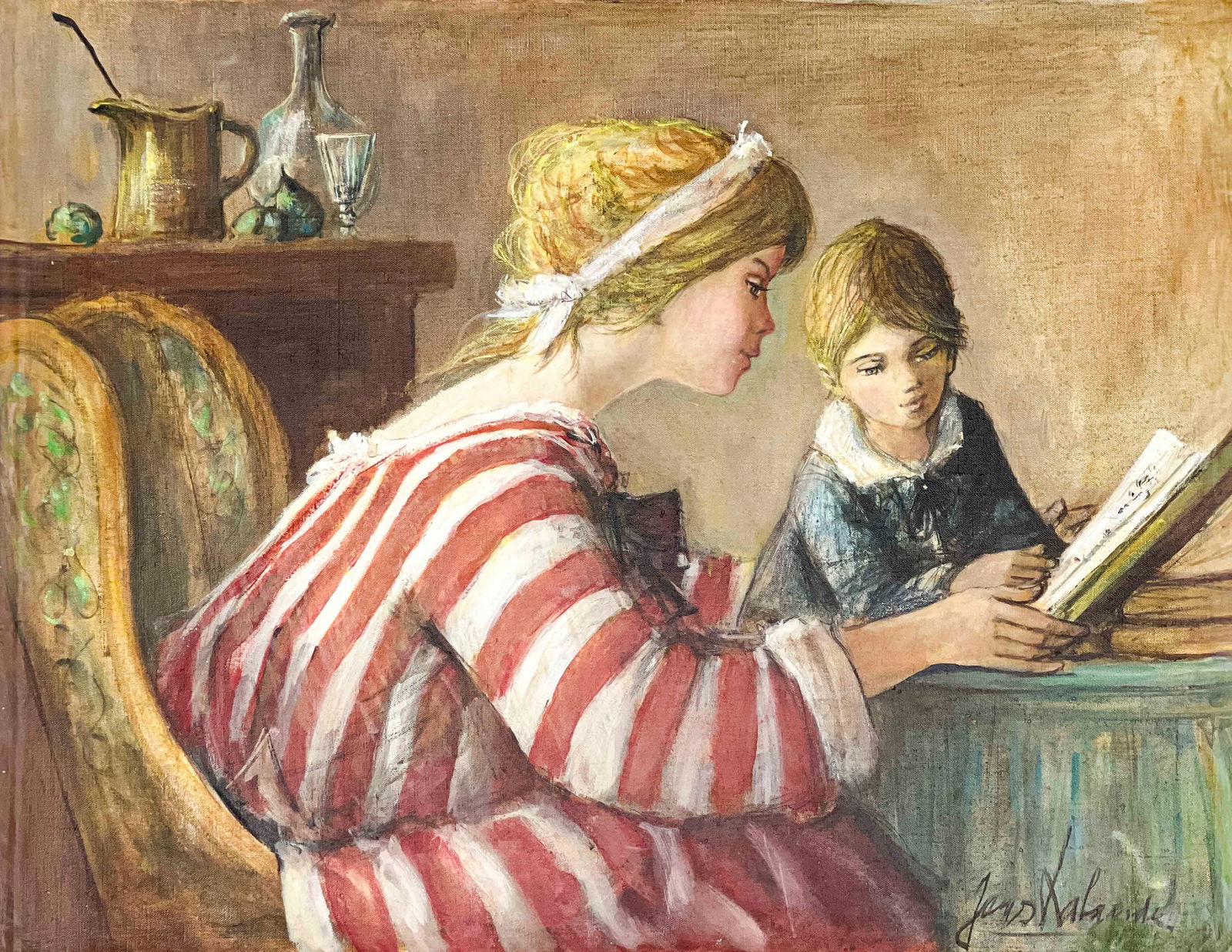 Jacques Lalande - Untitled Painting (Family Reading) (1 of 4)