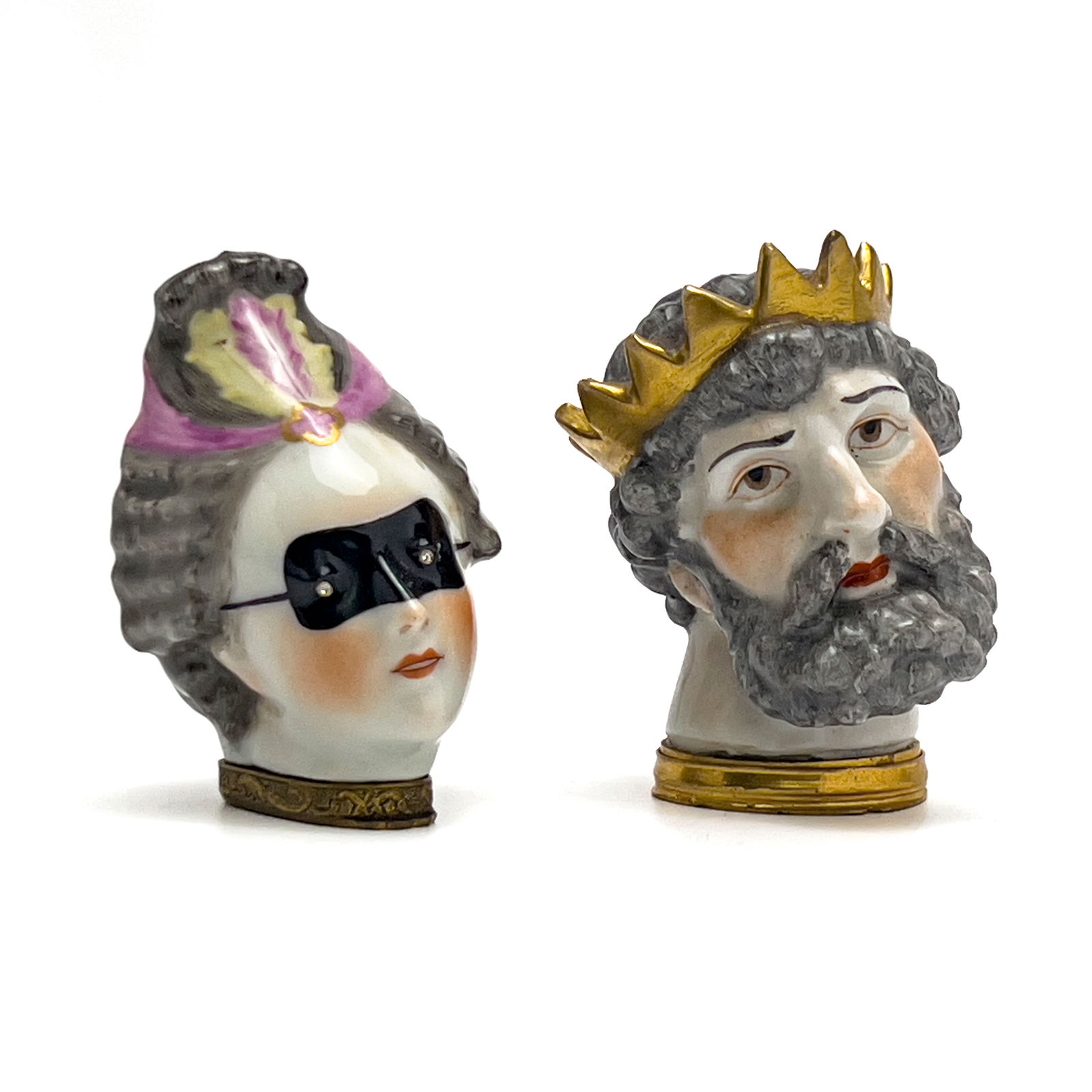 Porcelain Neptune and Masked Woman Snuff Boxes (1 of 7)