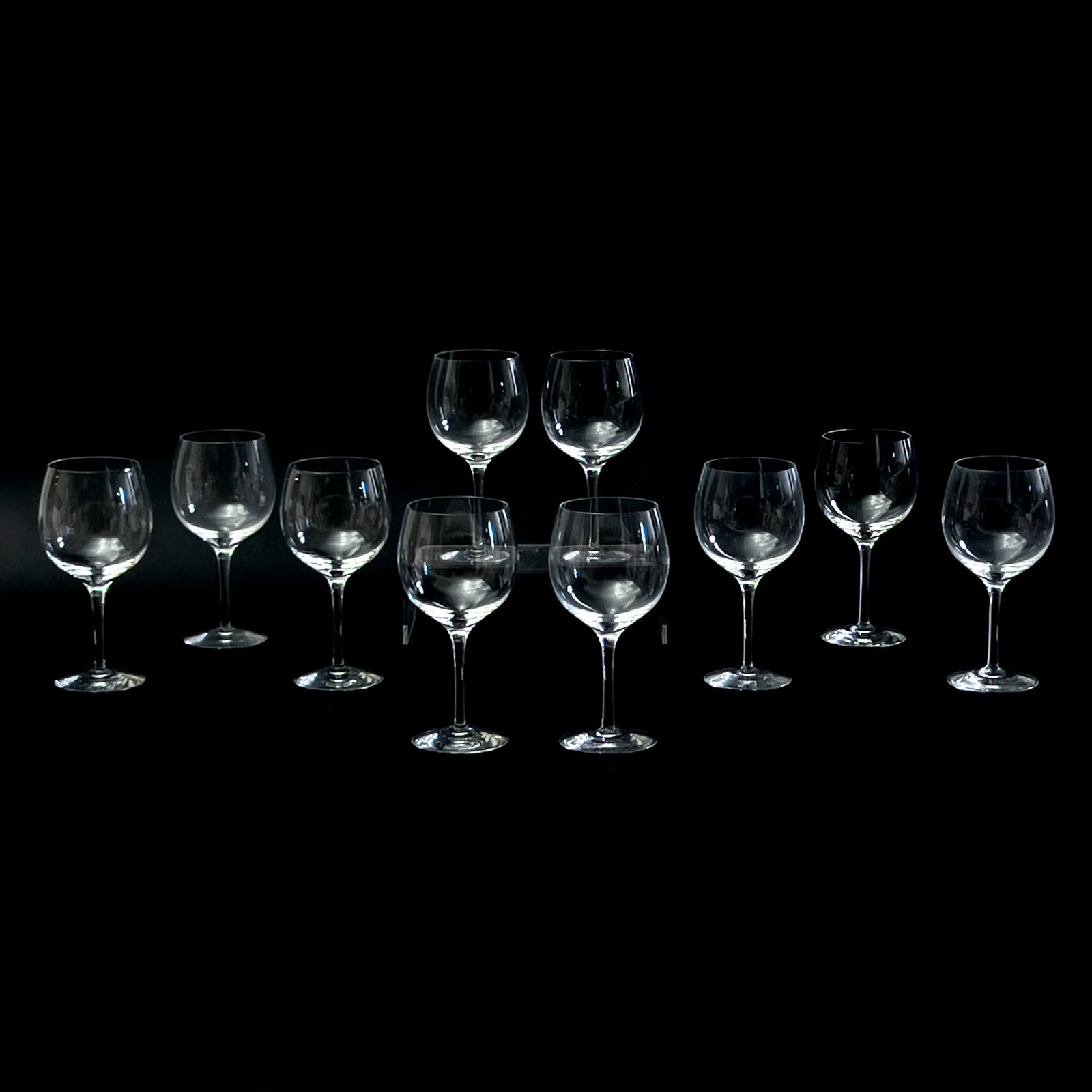 Tiffany & Co. - Wine Glasses, Group of 10: Lot 94 Tiffany & Co. American Manufacturer (Founded 1837) Wine Glasses, Group of 10 glass each stamped to underside each: 8 x 4 inches Provenance: From a 5th Avenue Collection