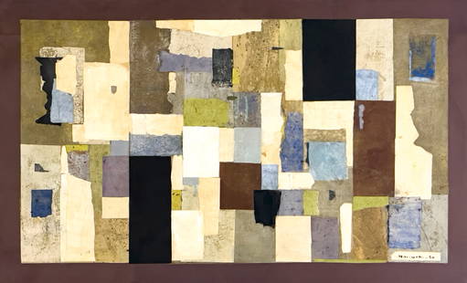 Paul Horiuchi - Colors and Forms from the Past: Lot 24 Paul Horiuchi Japanese/American (1906-1999) Colors and Forms from the Past (1984) paper collage and paint on canvas signed lower right 40 1/2 x 64 1/2 inches frame dimensions: 41 1/2 x 65 1/2 x