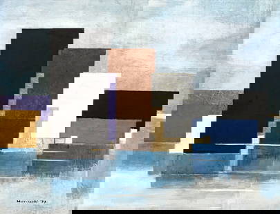 Paul Horiuchi - City Reflections: Lot 27 Paul Horiuchi Japanese/American (1906-1999) City Reflections (1977) paper collage and paint on paper mounted to canvas signed lower right 41 1/2 x 51 1/2 inches frame dimensions: 42 1/2 x 52 1/