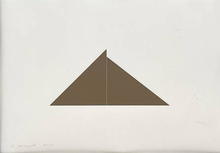 Robert Mangold - A Square Within Two Triangles: Lot 125 Robert Mangold A Square Within Two Triangles (1977) serigraph signed lower left, editioned 76/100 sheet: 16 1/2 x 23 1/4 inches frame dimensions: 18 1/4 x 24 3/4 x 1 1/2 inches, metal frame wi
