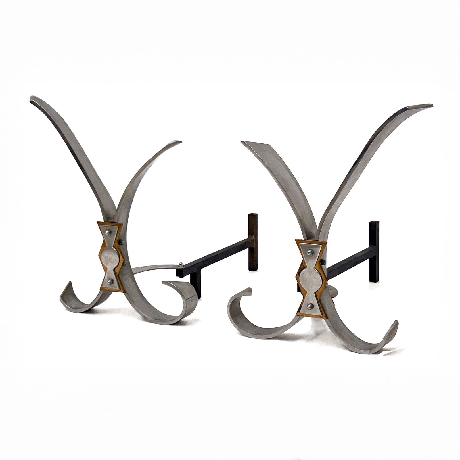 Modernist Fireplace Andirons, Pair (1 of 6)