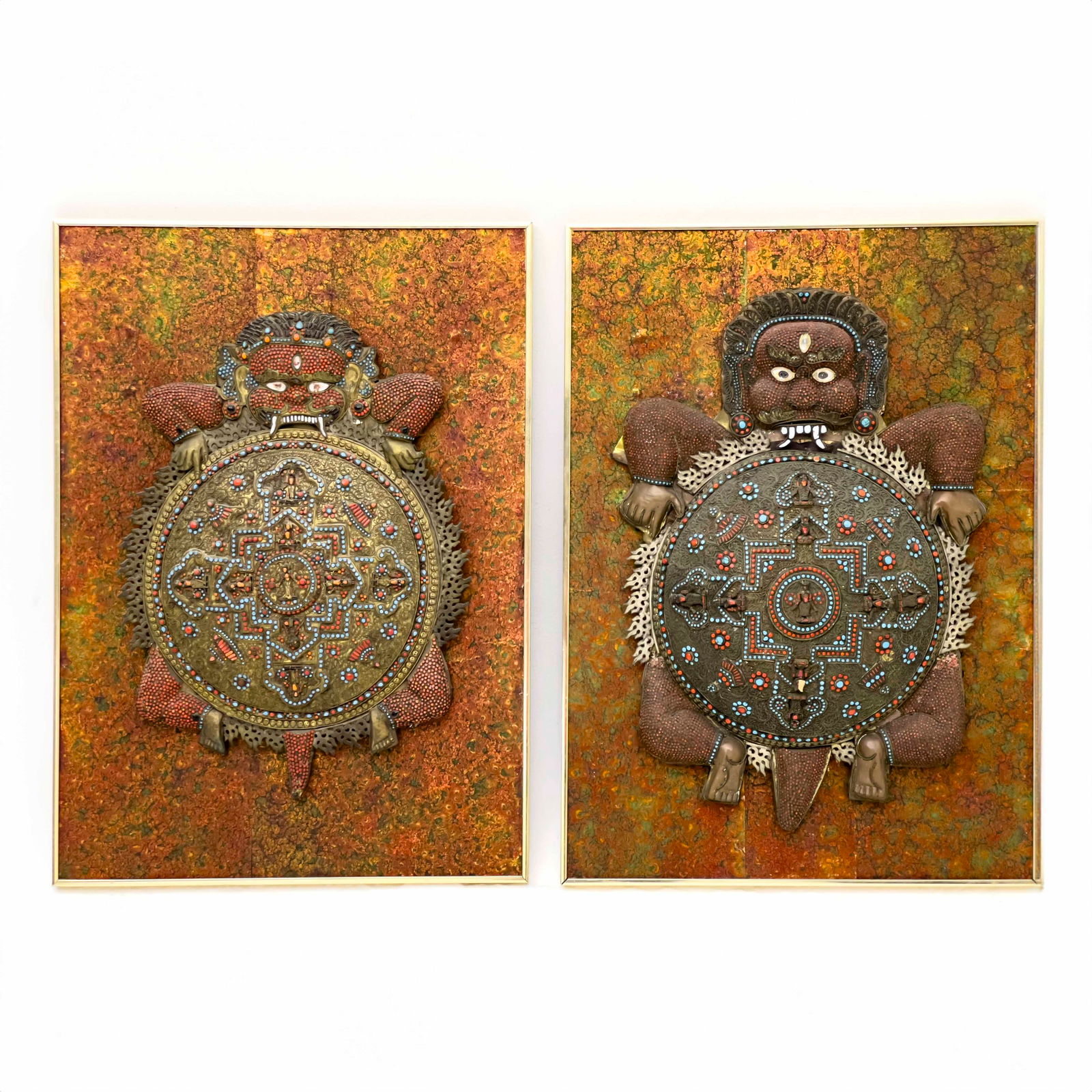 Asian - Tibetan Wheel of Life Metal Panels, Pair (1 of 9)