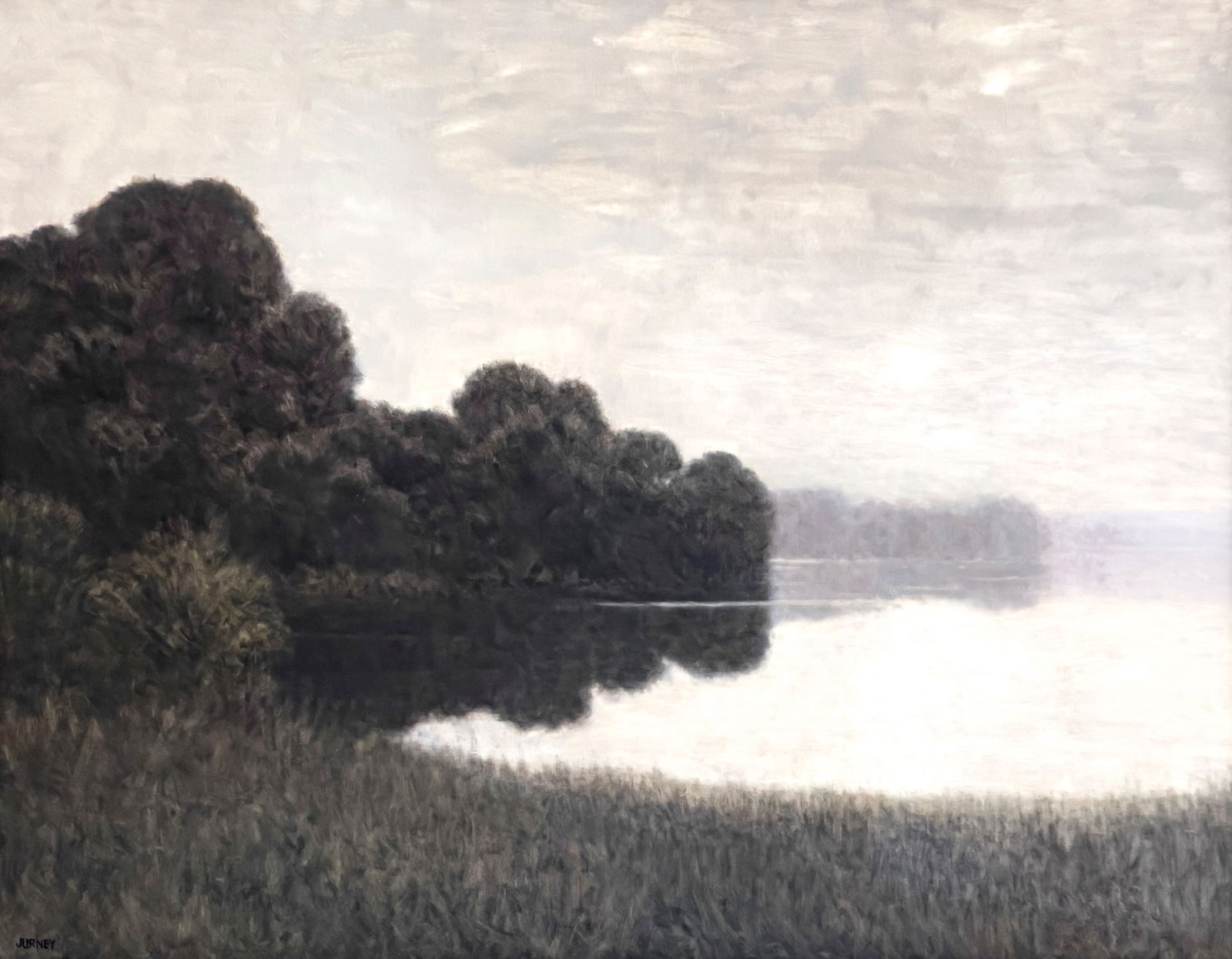 Donald Jurney - Midsummer Moon: Lot 37 Donald Jurney American (b. 1945) Midsummer Moon (1993) oil on canvas signed lower left and verso 36 x 46 inches frame dimensions: 42 x 52 x 2 3/4 inches, wood frame Provenance: From the Collect