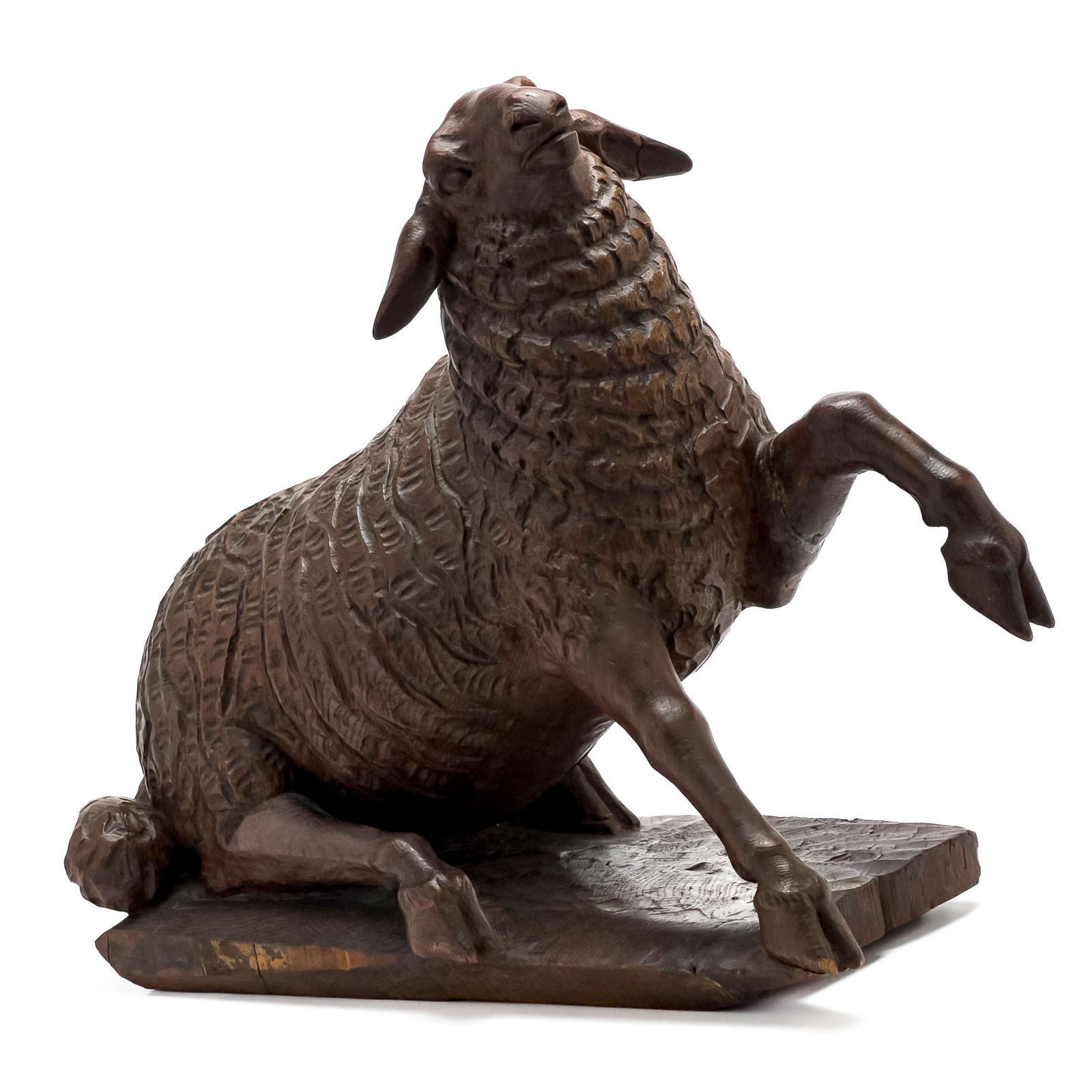 Walnut Folk Art Carved Sheep (1 of 5)