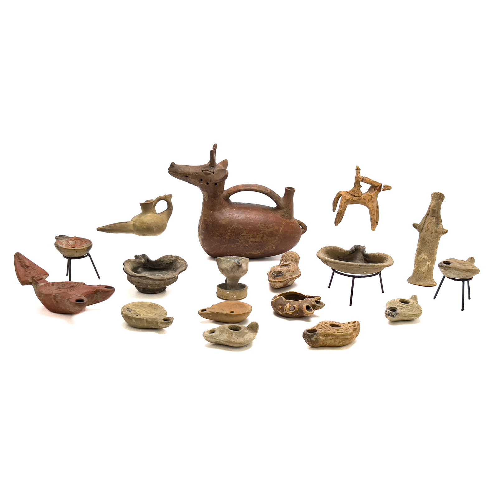 Terra-cotta Oil Lamps and Figures, Group of 17 (1 of 6)