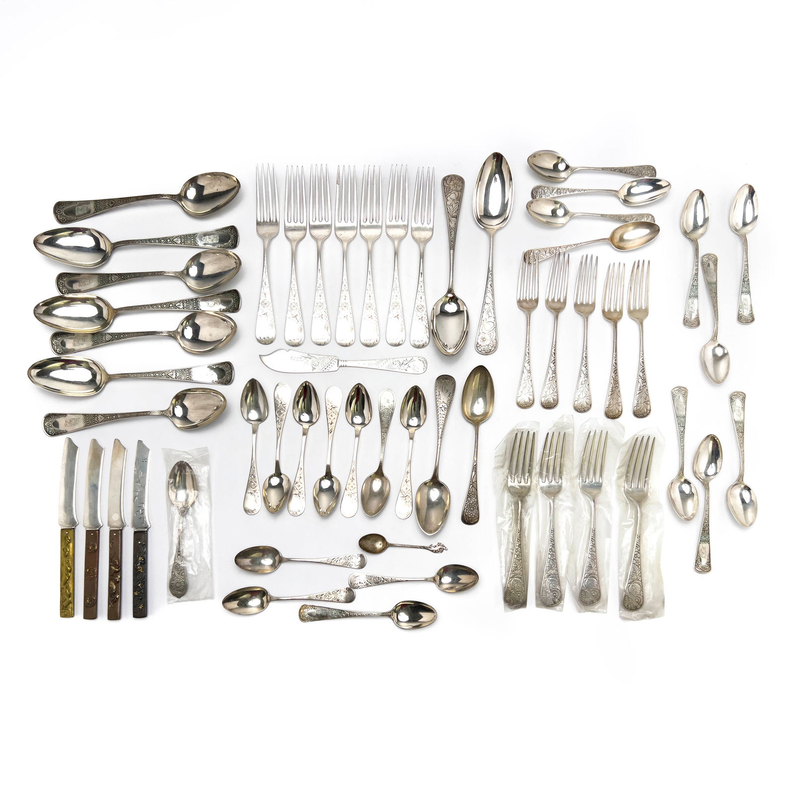 Large Group of Sterling Flatware with Floral Motifs (1 of 6)