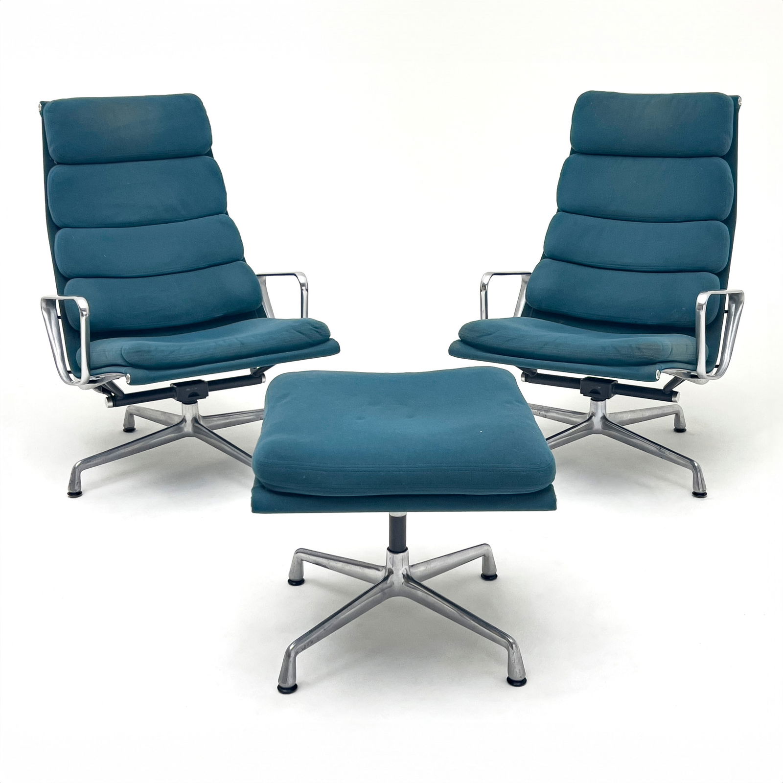 Charles and Ray Eames - Two Soft Pad Lounge Chairs and One Ottoman, for Herman Miller (1 of 10)