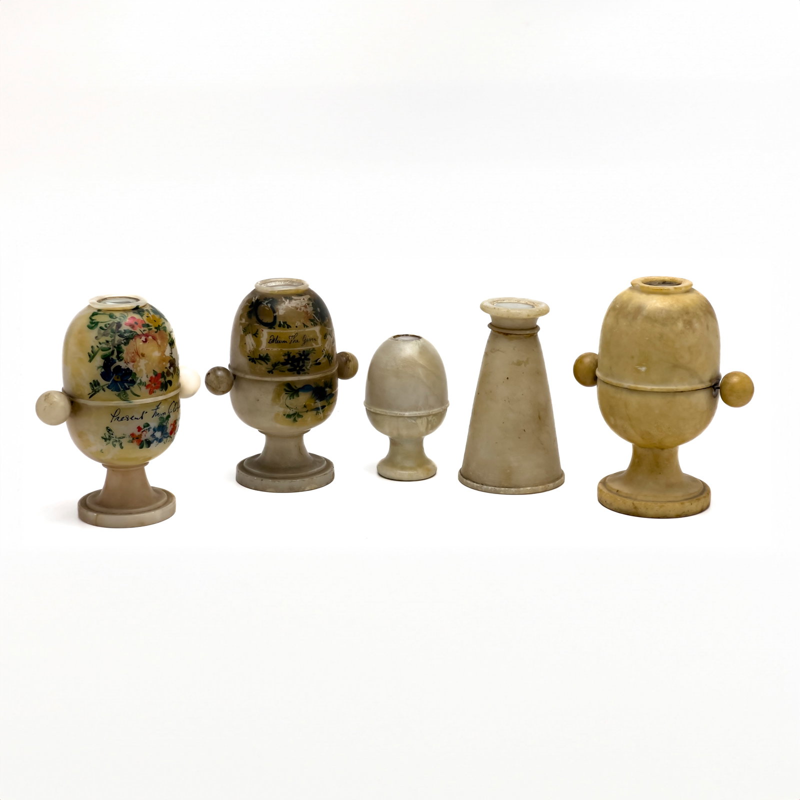 Victorian Alabaster Peep Eggs, Group of 5 (1 of 10)