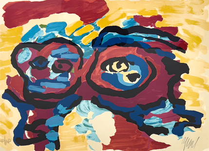 Karel Appel - Mother and Little Boy: Lot 81 Karel Appel Dutch (1921-2006) Mother and Little Boy (1980) lithograph signed lower right, editioned 80/160 sight: 21 x 29 inches overall dimensions: 28 1/2 x 36 1/2 x 1 inches, wood frame with