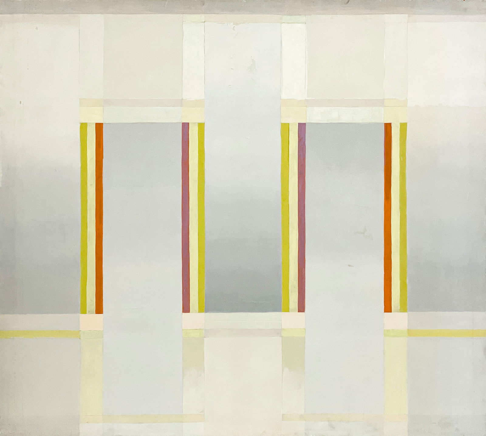 Michael Loew - Suspended Verticals: Lot 28 Michael Loew American (1907-1985) Suspended Verticals (1972) oil on canvas signed verso 54 x 60 inches unframed Provenance: From a Private Collection, by descent from the artist's estate