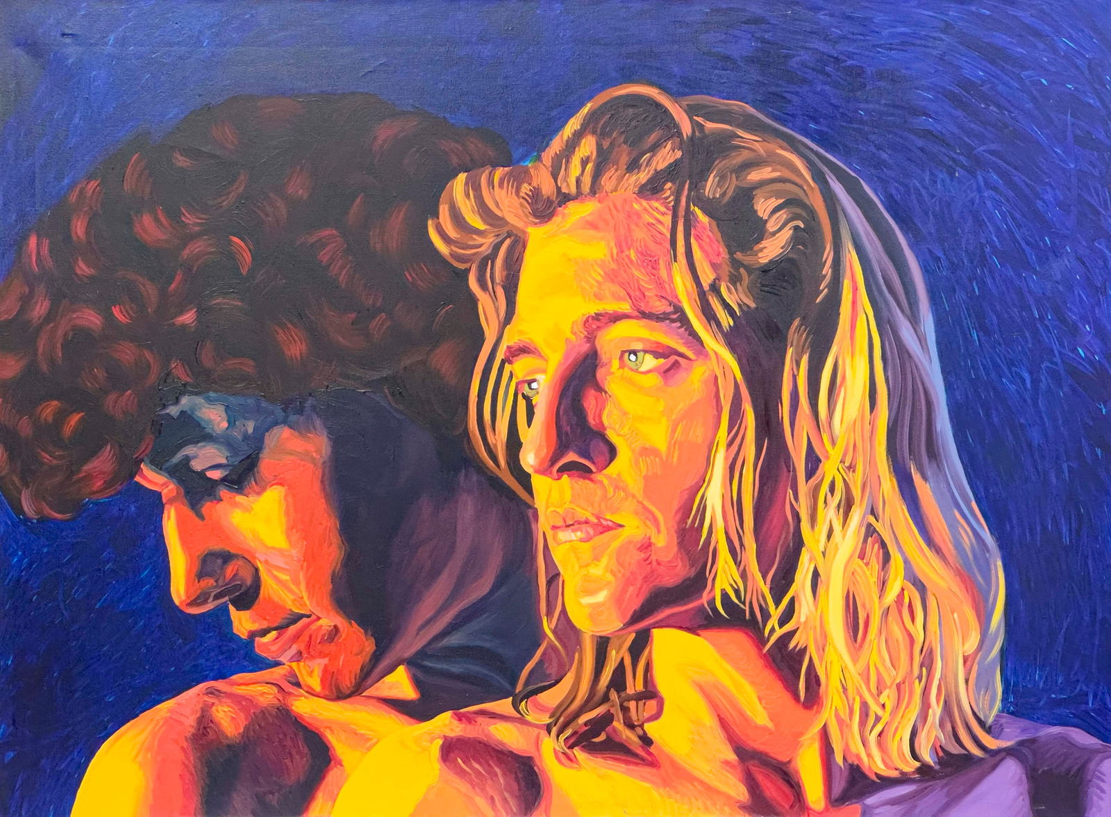 Janet Cooling - Portrait of Jacque and Janet: Lot 65 Janet Cooling American (1951-2022) Portrait of Jacque and Janet (1988) oil on canvas signed verso 40 x 54 inches unframed Provenance: From the Estate of Janet Cooling