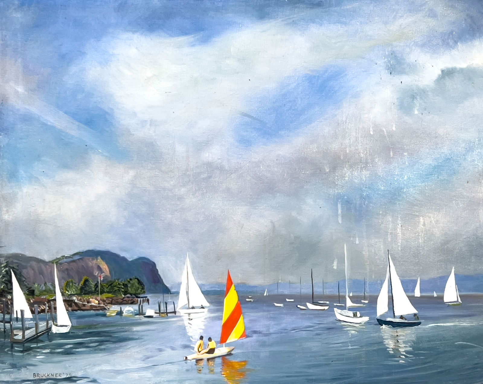 William Bruckner - River Scene with Sailboats (1 of 5)