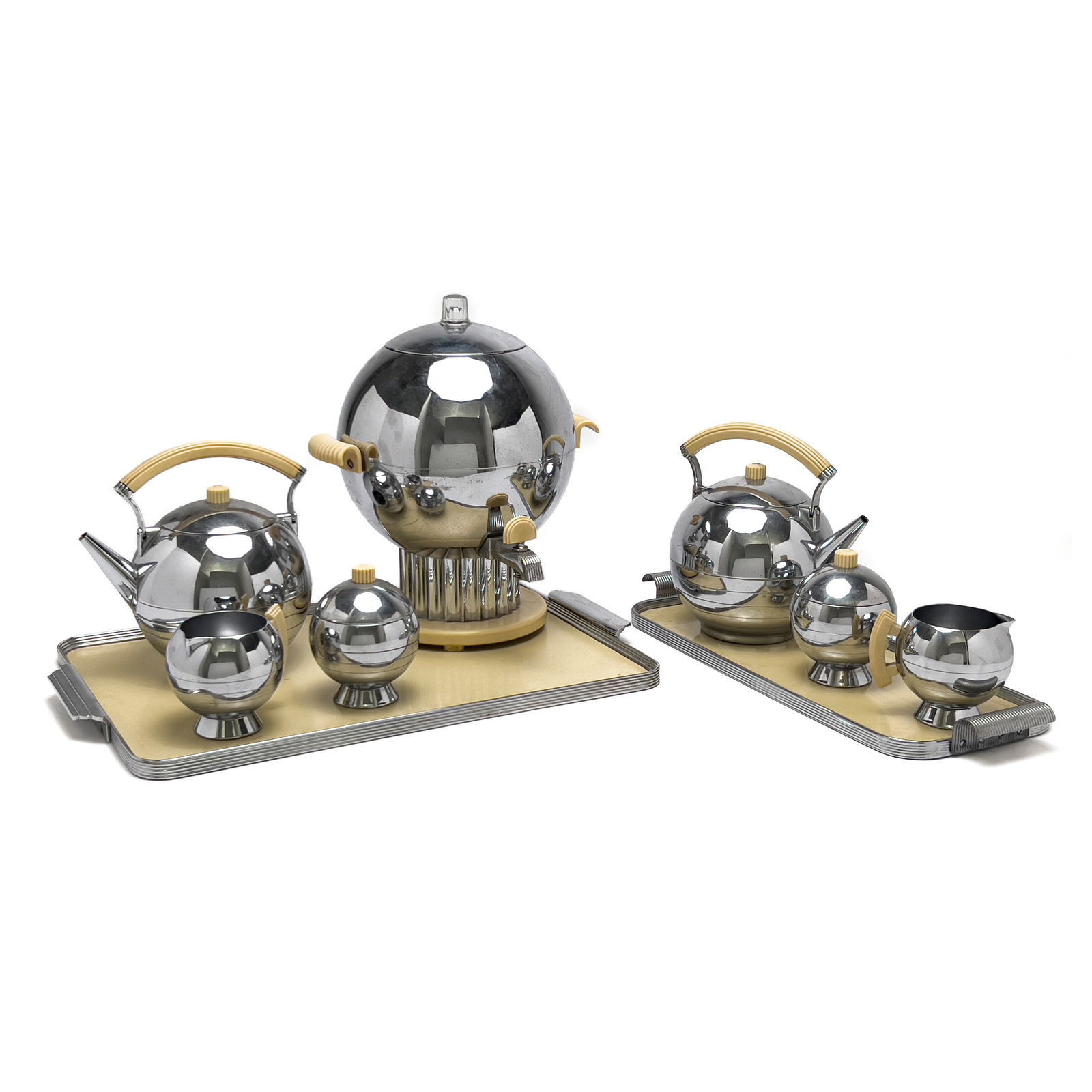 Walter von Nessen - Chrome and Bakelite Coronet Coffee Urn and Comet Tea Service (1 of 7)