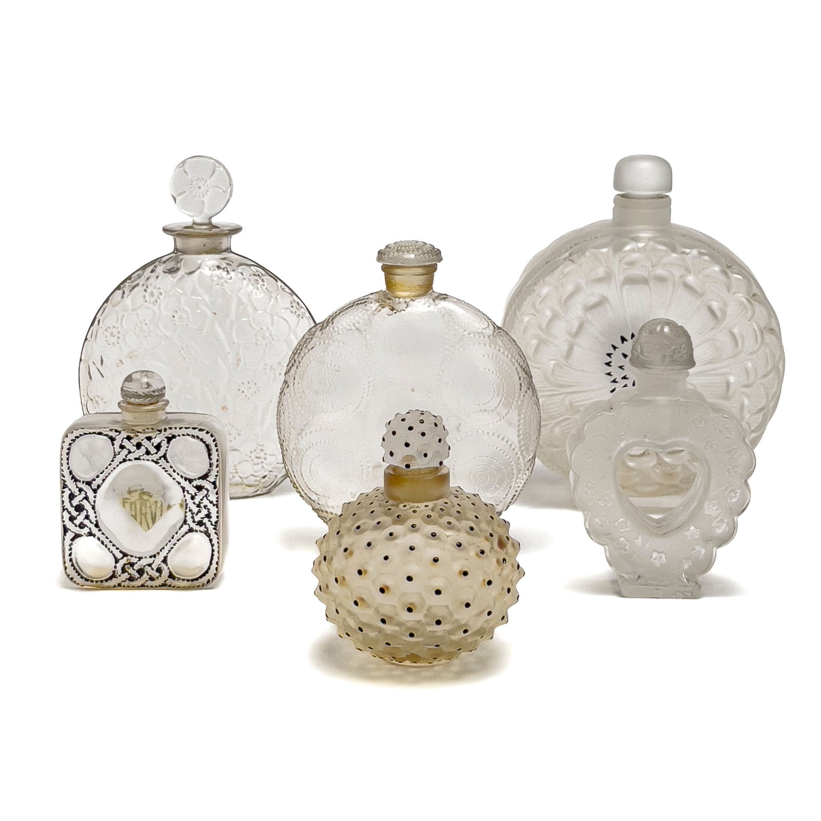 Lalique - Perfume Bottles, Including Cactus and Dahlia, Group of 6 (1 of 15)