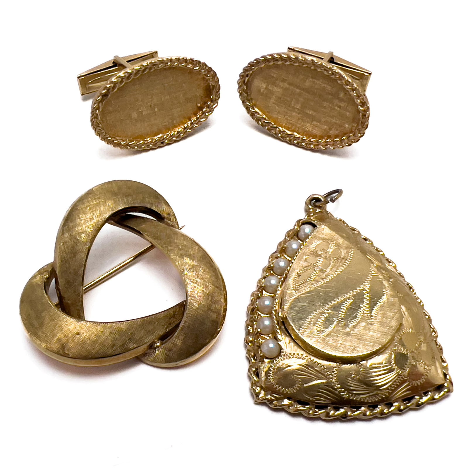 14K Gold Locket, Pair of Cufflinks, and Brooch (1 of 10)