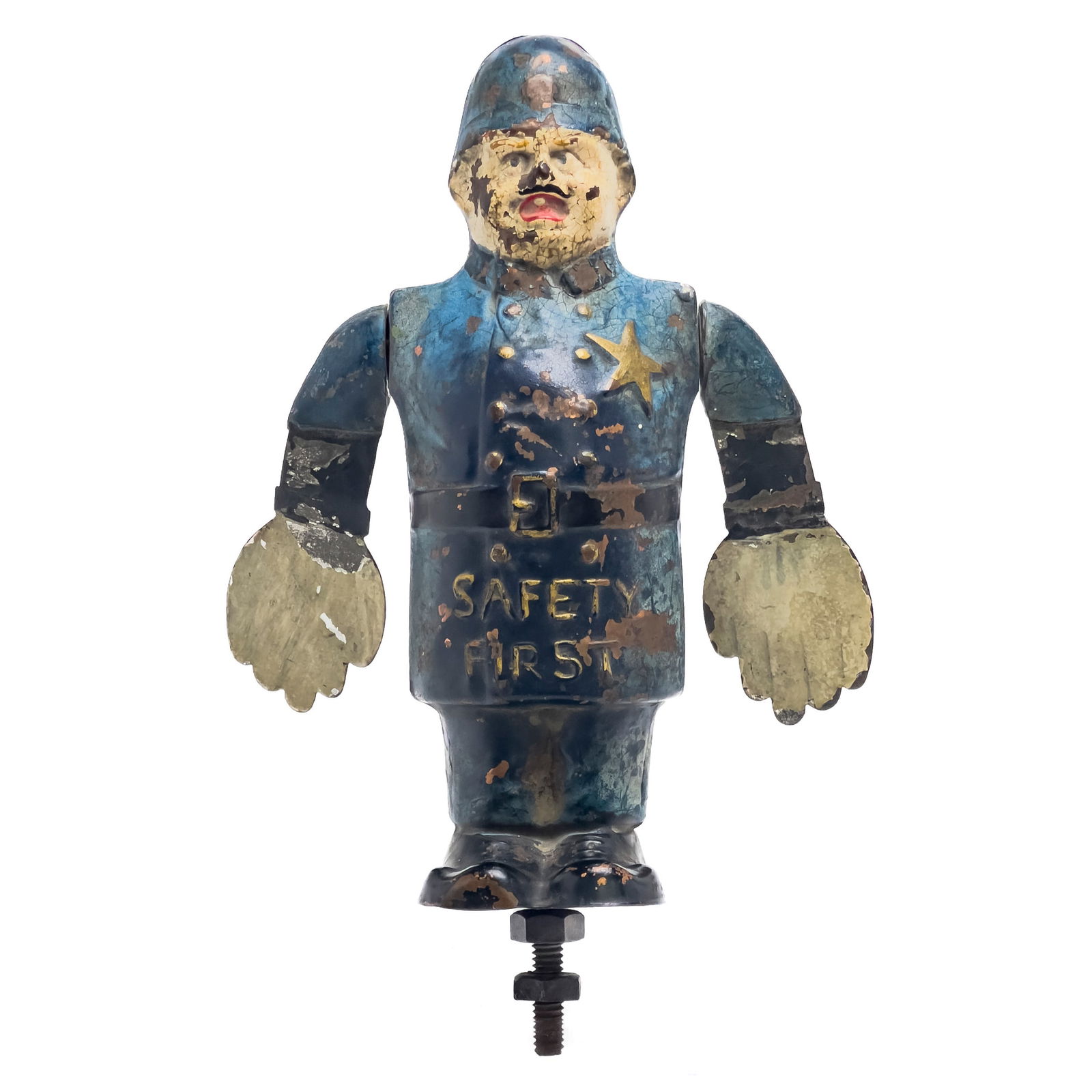 Louis Vincent Aronson - Whirligig Safety First Traffic Cop Hood Ornament Mascot (1 of 5)