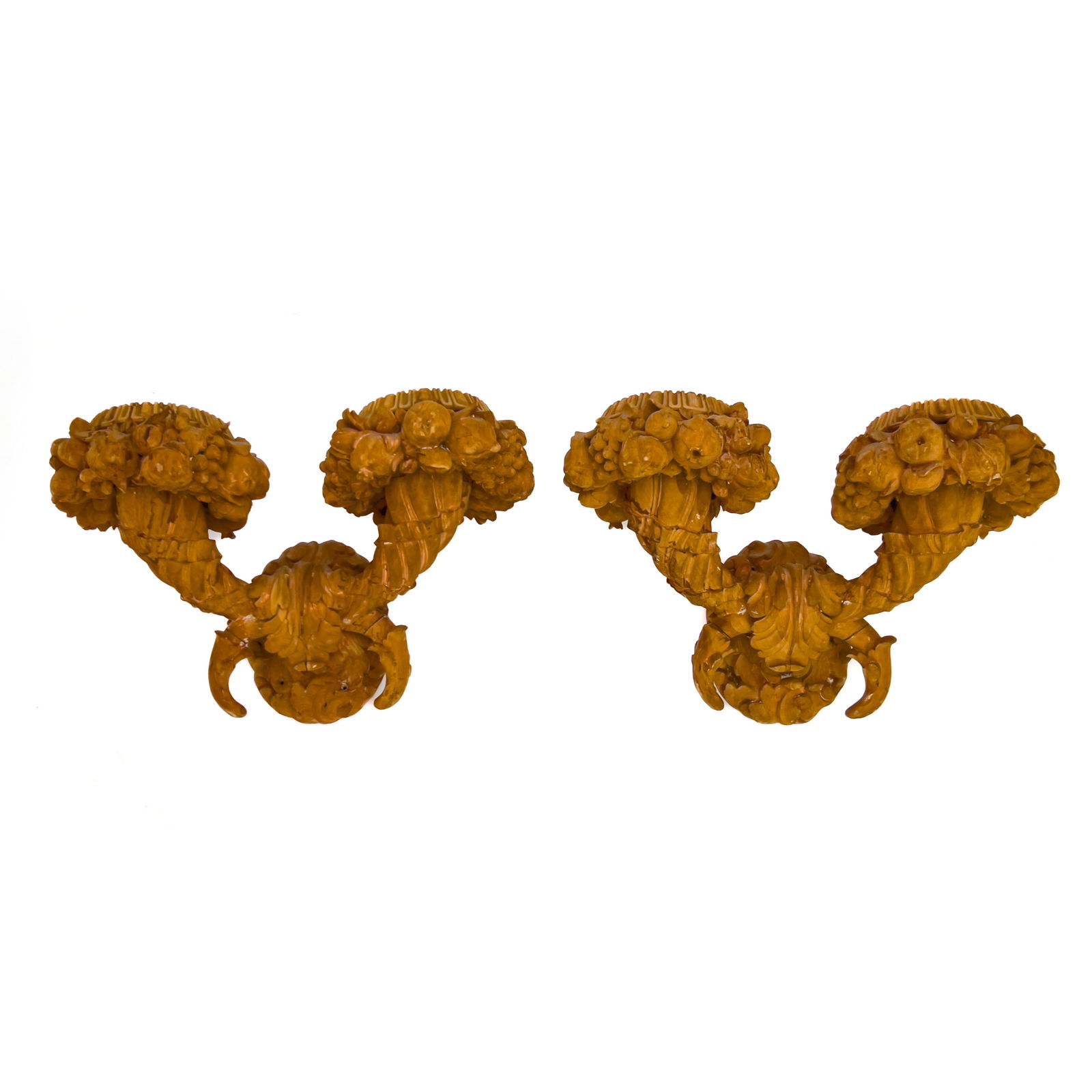 Carved Cedar Cornucopia Sconces, Pair (1 of 12)