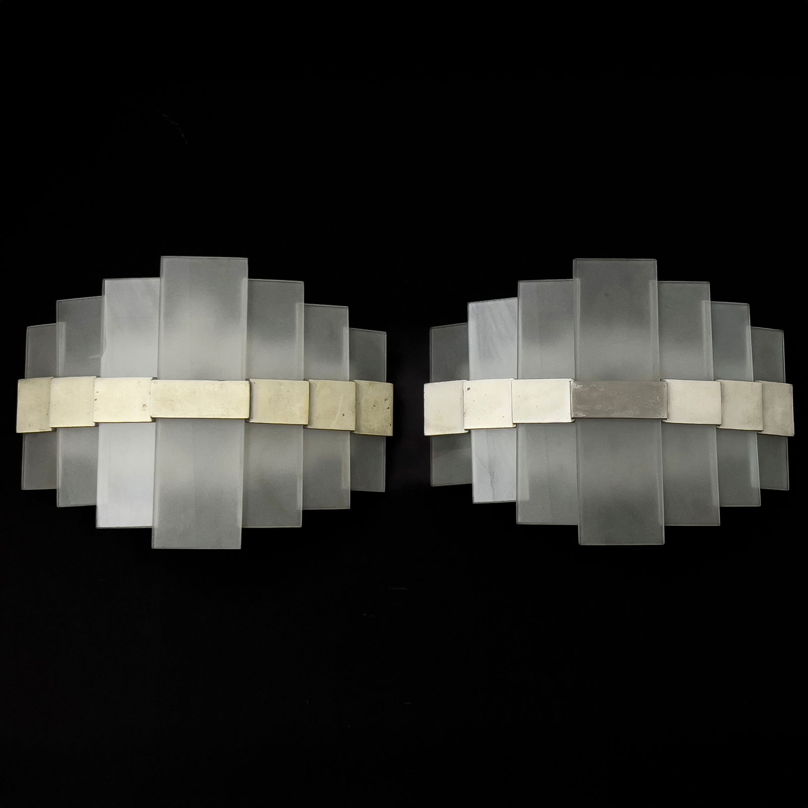Metal and Glass Art Deco Sconces, Pair (1 of 6)