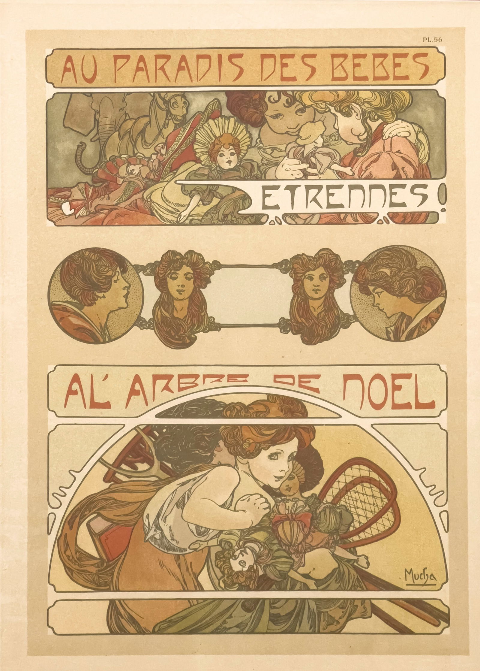 Alphonse Mucha - Au Paradis Des Bebes: Lot 214 Alphonse Mucha Czech (1860-1939) Au Paradis Des Bebes (designed 1902) lithograph sight: 14 1/2 x 10 1/2 inches frame dimensions: 20 1/4 x 16 1/4 x 1 1/2, wood frame with glazing Provenance: Th