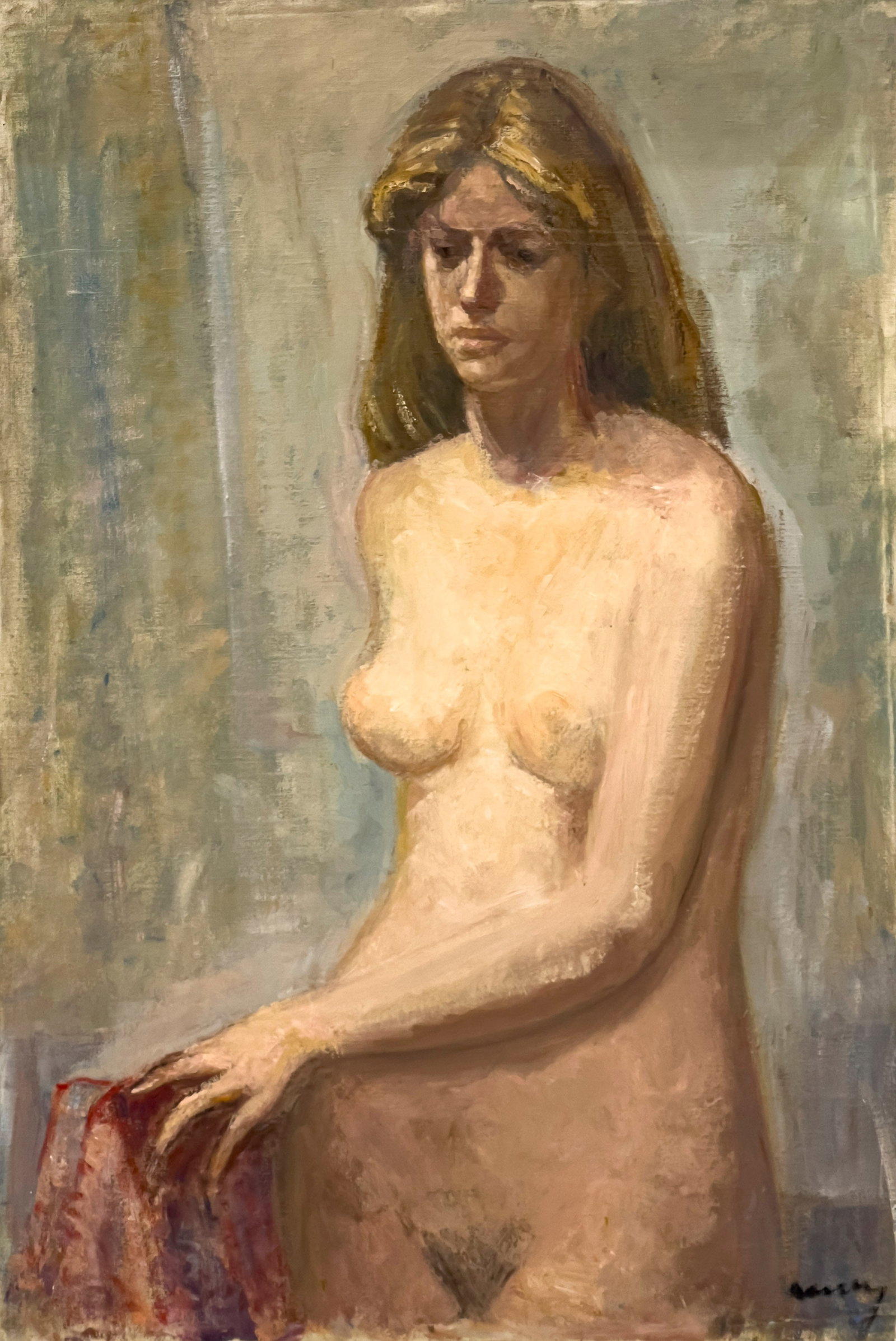Albert Bela Bauer - Untitled (Nude): Lot 56 Albert Bela Bauer Hungarian-American (1899-1998) Untitled (Nude) oil on canvas signed lower right 28 x 19 inches unframed Provenance: From the Estate of Tomasso Lepore, partner of City Architec