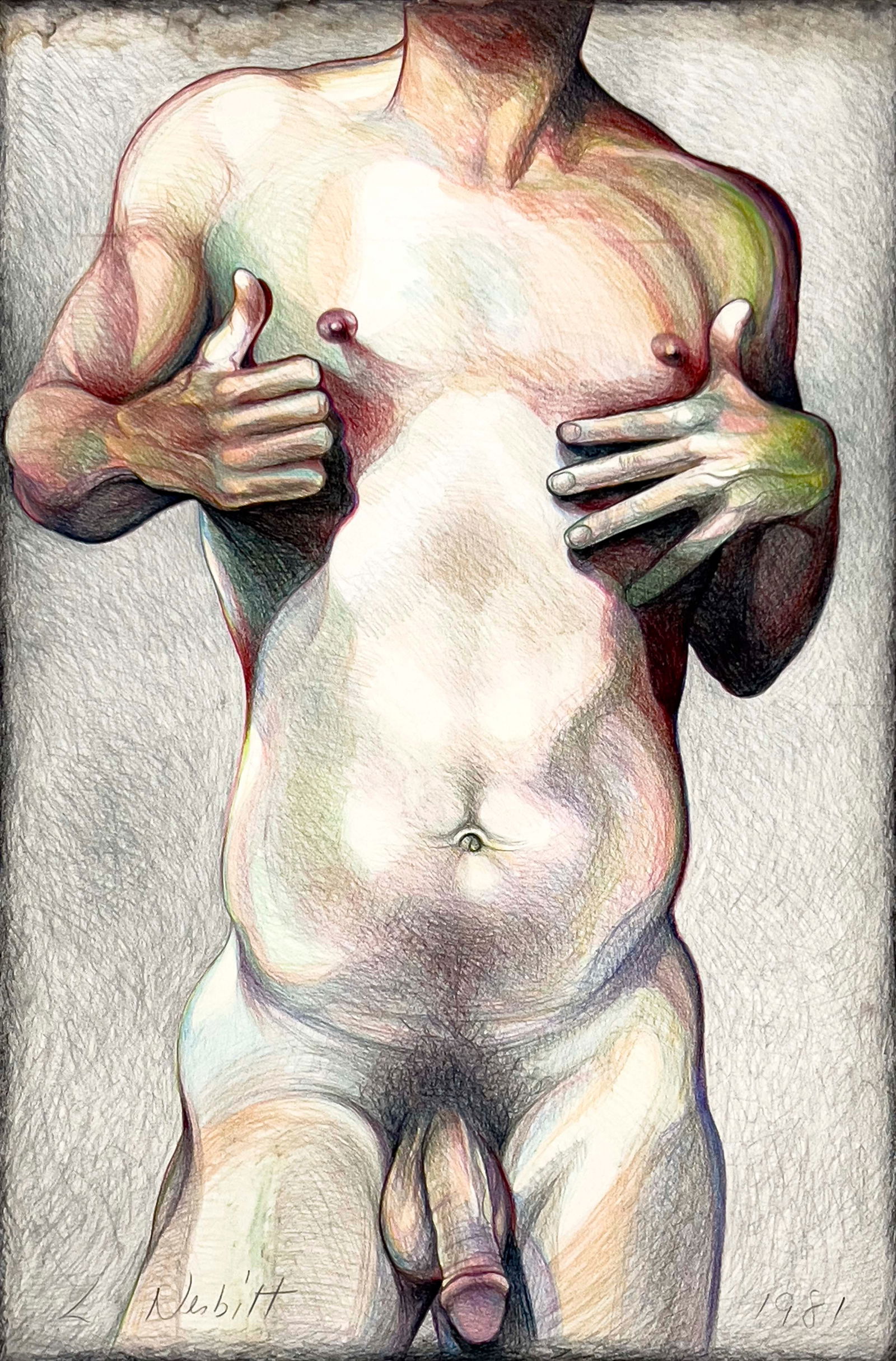 Lowell Nesbitt - Untitled (Nude Man): Lot 75 Lowell Nesbitt American (1933-1993) Untitled (Nude Man) (1981) pastel on Artist's Board signed lower right 60 x 39 1/2 inches Provenance: From the Estate of Lowell Nesbitt