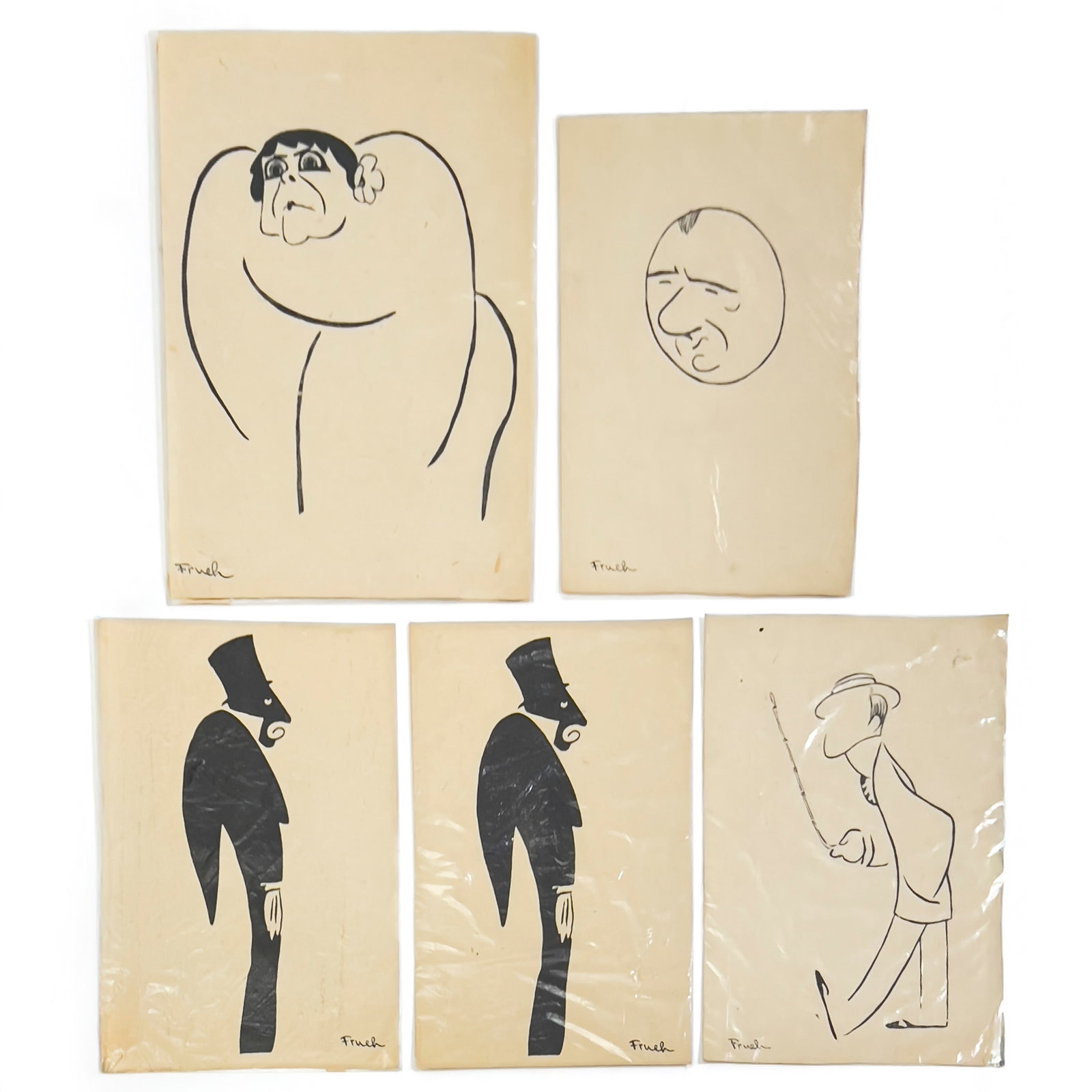 Alfred Frueh - Portraits, Group of 5: Lot 109 Alfred Frueh American (1880-1968) Portraits, Group of 5 linocut each signed sheet (largest): 14 3/4 x 10 1/2 inches unframed Provenance: The Estate of Ilon Specht