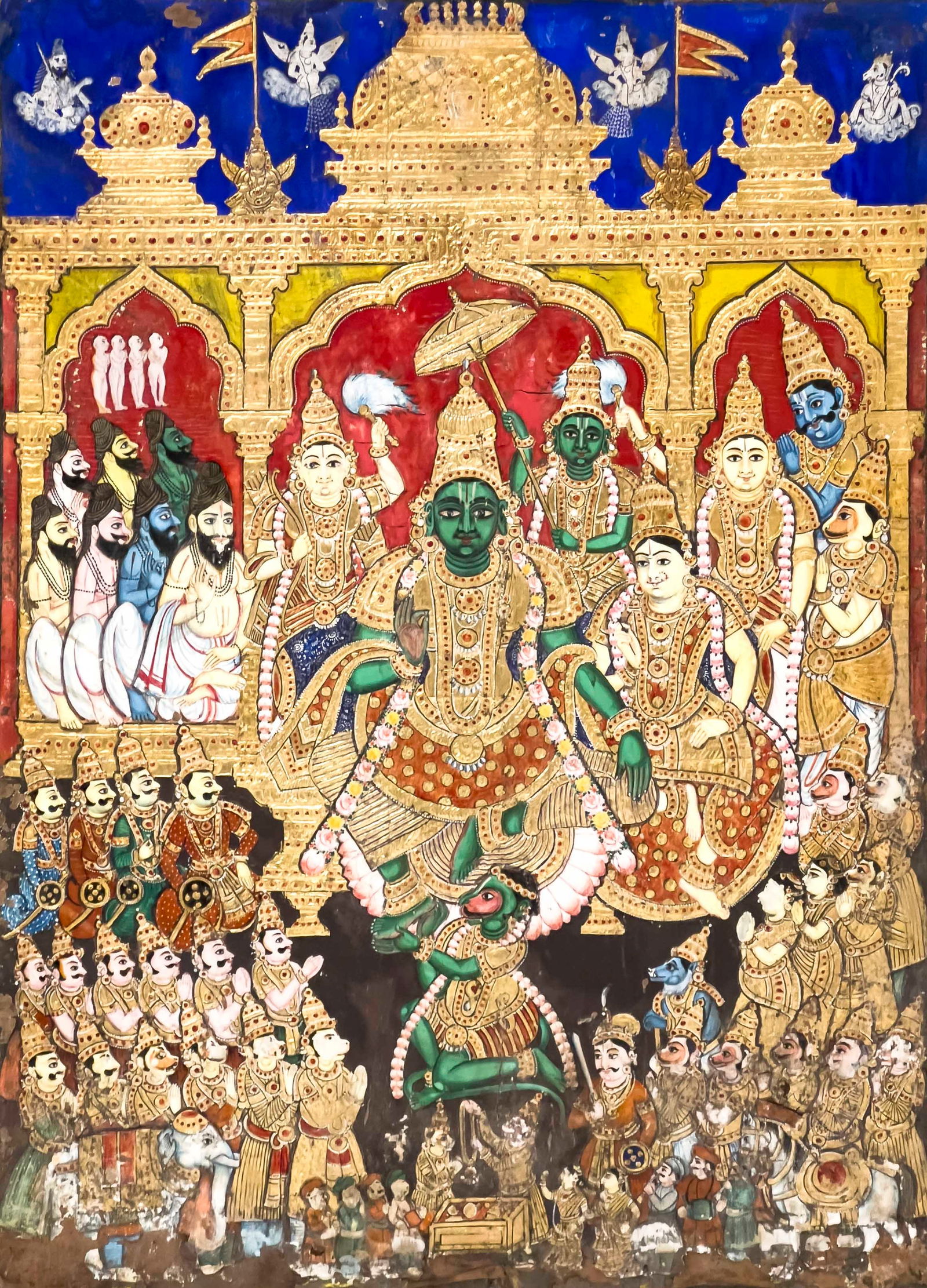 India, Tanjore Coronation of Rama Painting (1 of 3)