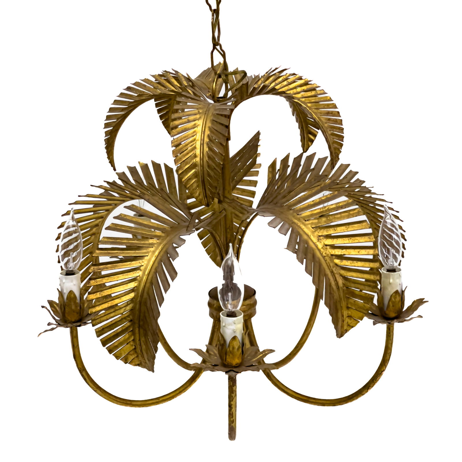 Maison Jansen Style Palm Frond Five Light Chandelier (1 of 6)